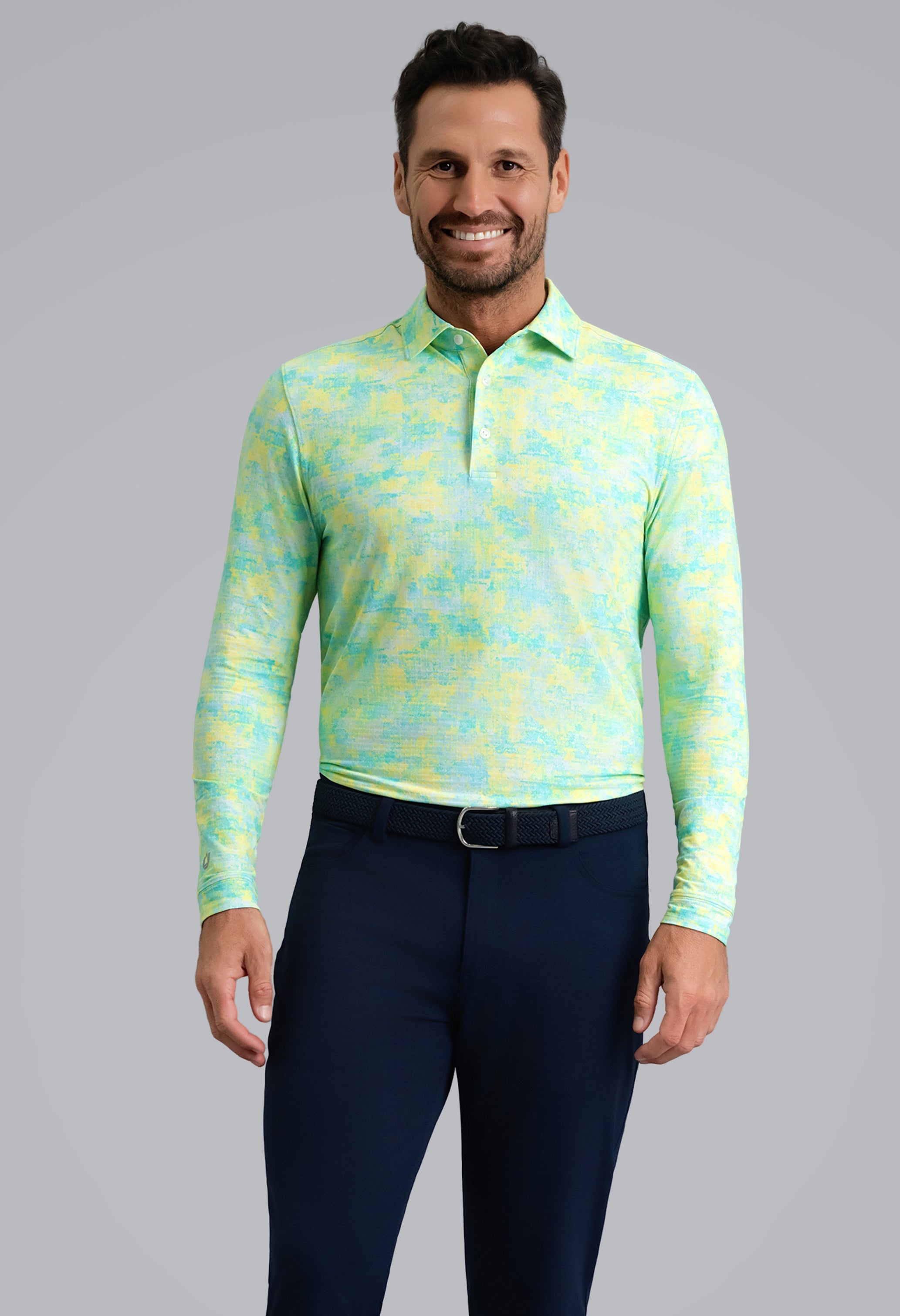 IBKÜL - Kate Long Sleeve Polo - Color: Mint/Lemonade