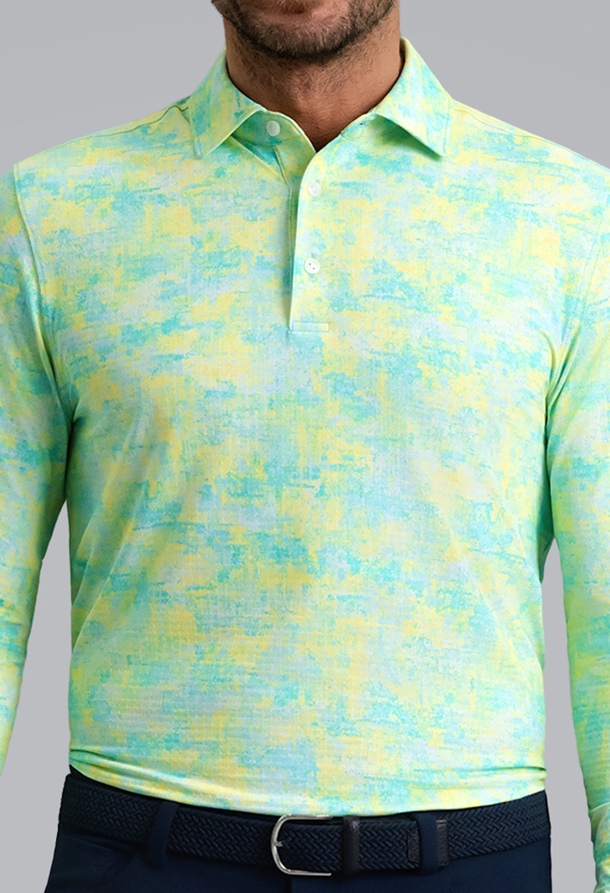 IBKÜL - Kate Long Sleeve Polo - Color: Mint/Lemonade