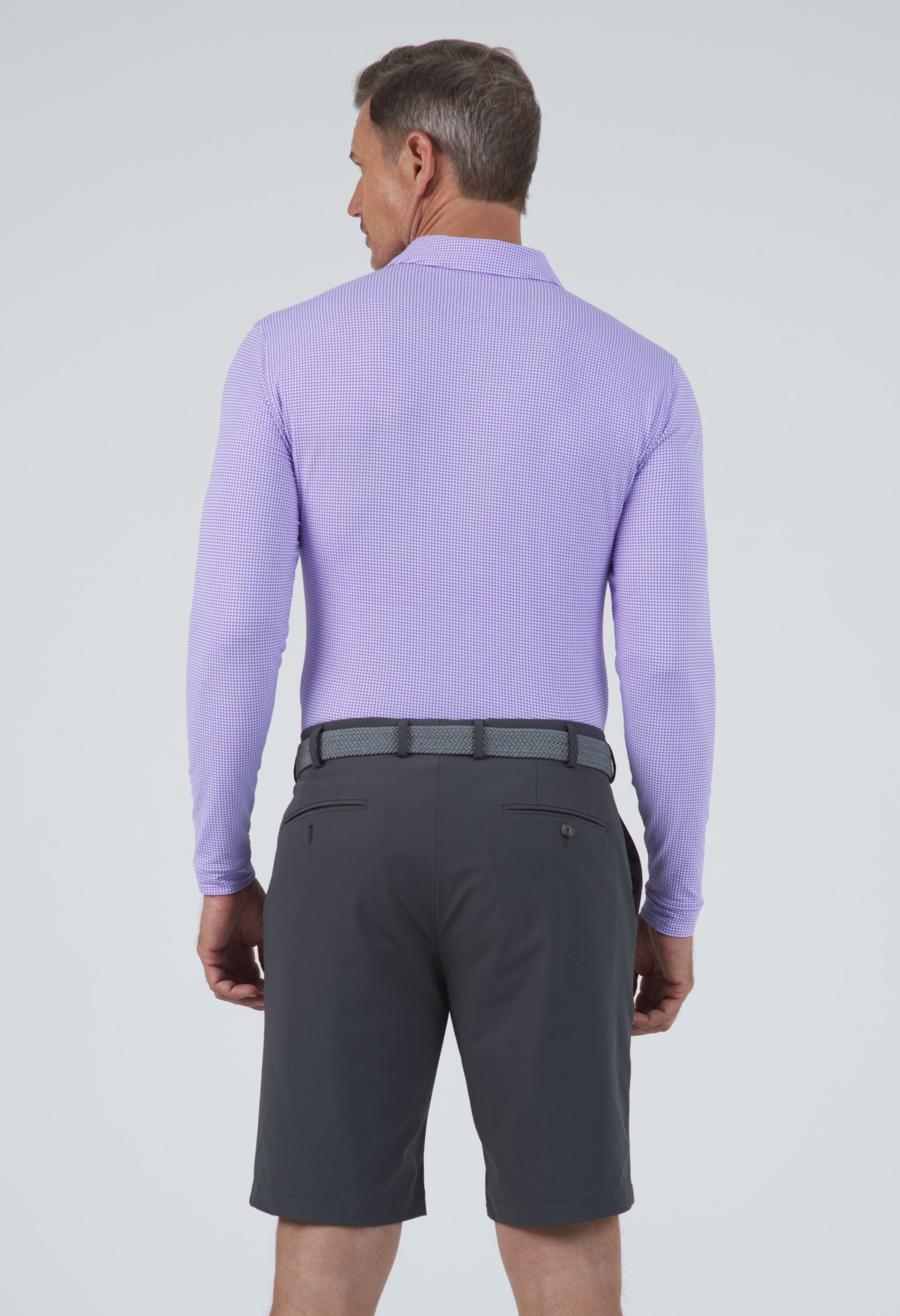 IBKÜL - Mini Check Print Long Sleeve Polo – 95754 (Modern Fit) - Color: Navy/White
