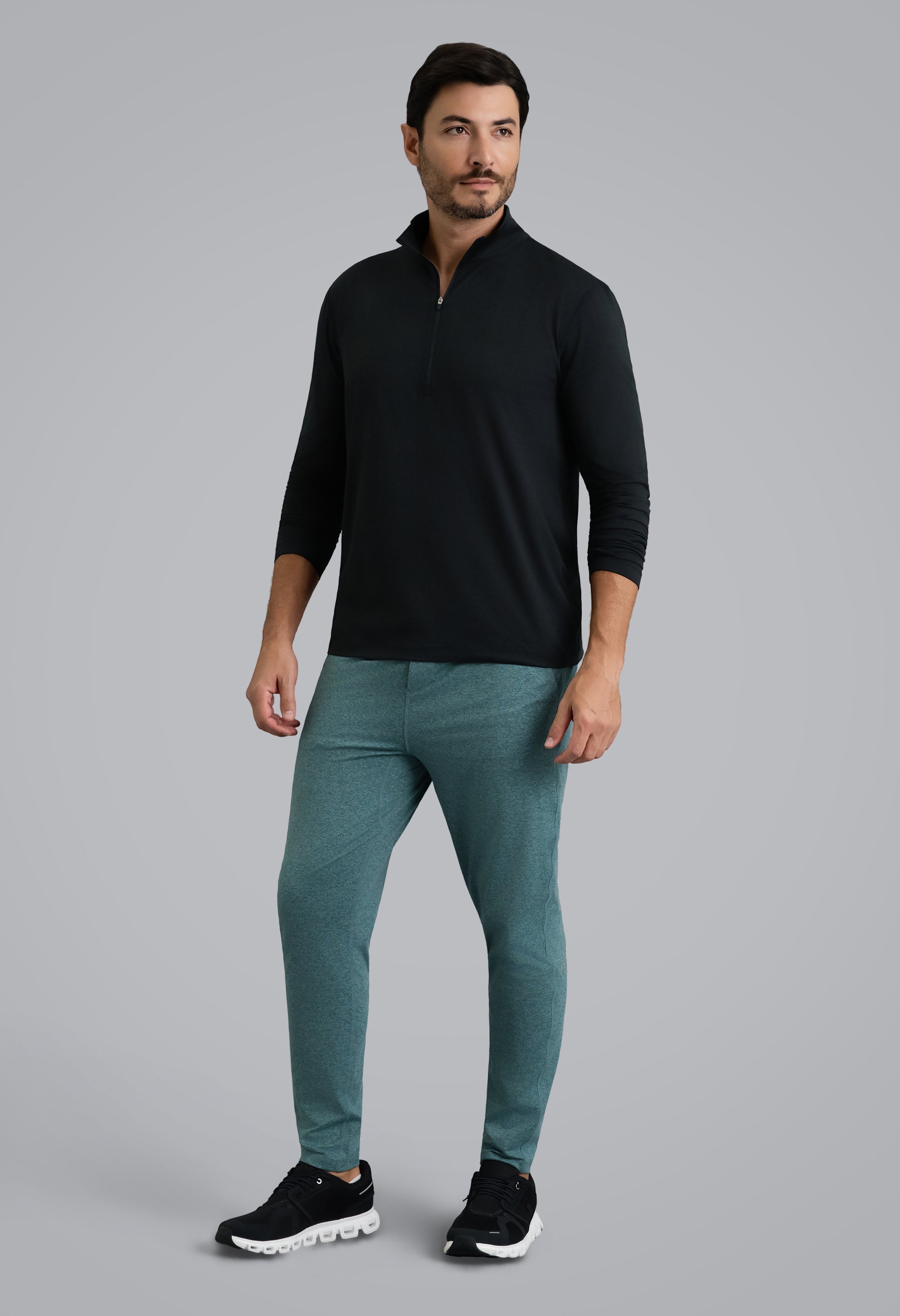 IBKÜL - Men's IBKomfortable Zip Mock Pullover - Color: Black Heather