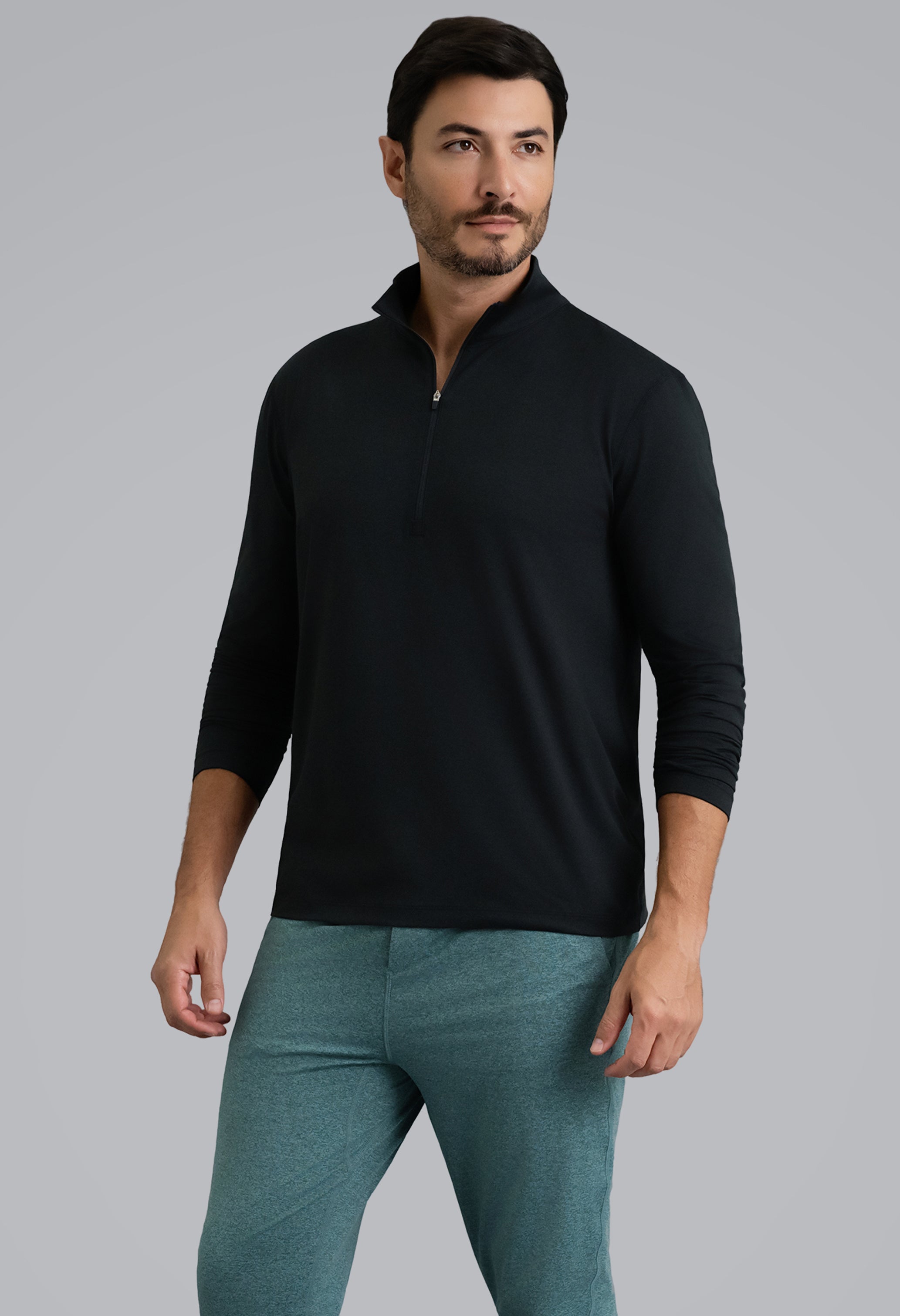 IBKÜL - Men's IBKomfortable Zip Mock Pullover - Color: Black Heather