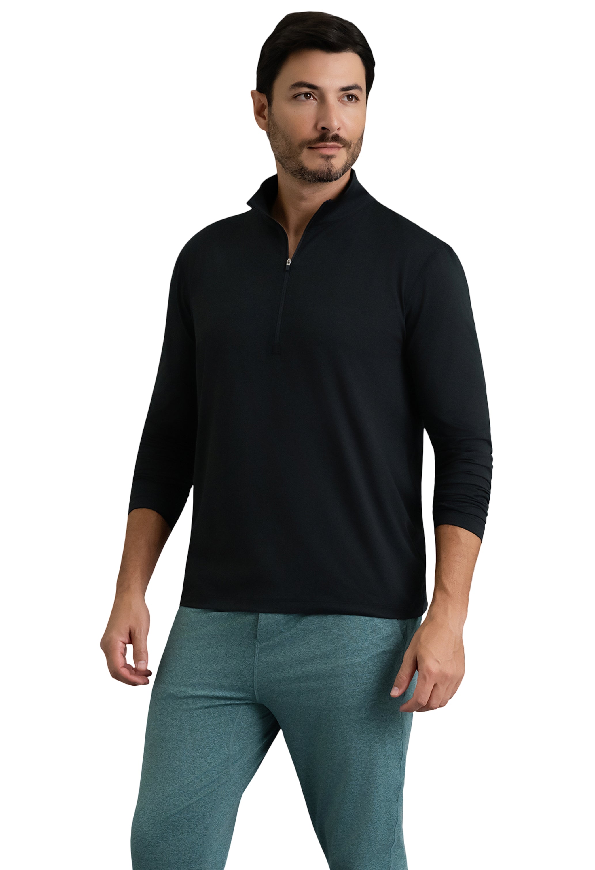 IBKÜL - Men's IBKomfortable Zip Mock Pullover - Color: Black Heather