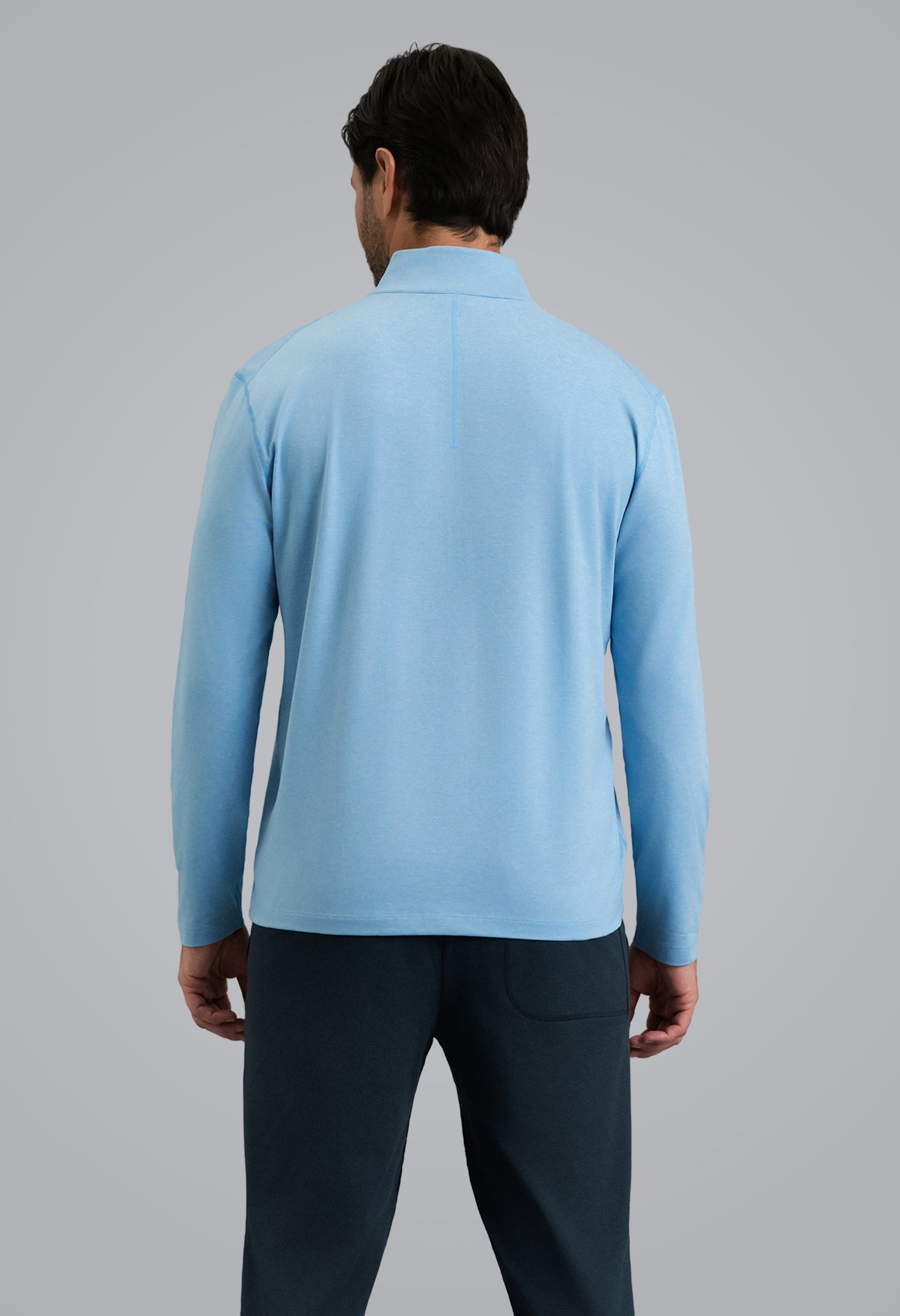 IBKÜL - Men's IBKomfortable Zip Mock Pullover - Color: Chambray Heather
