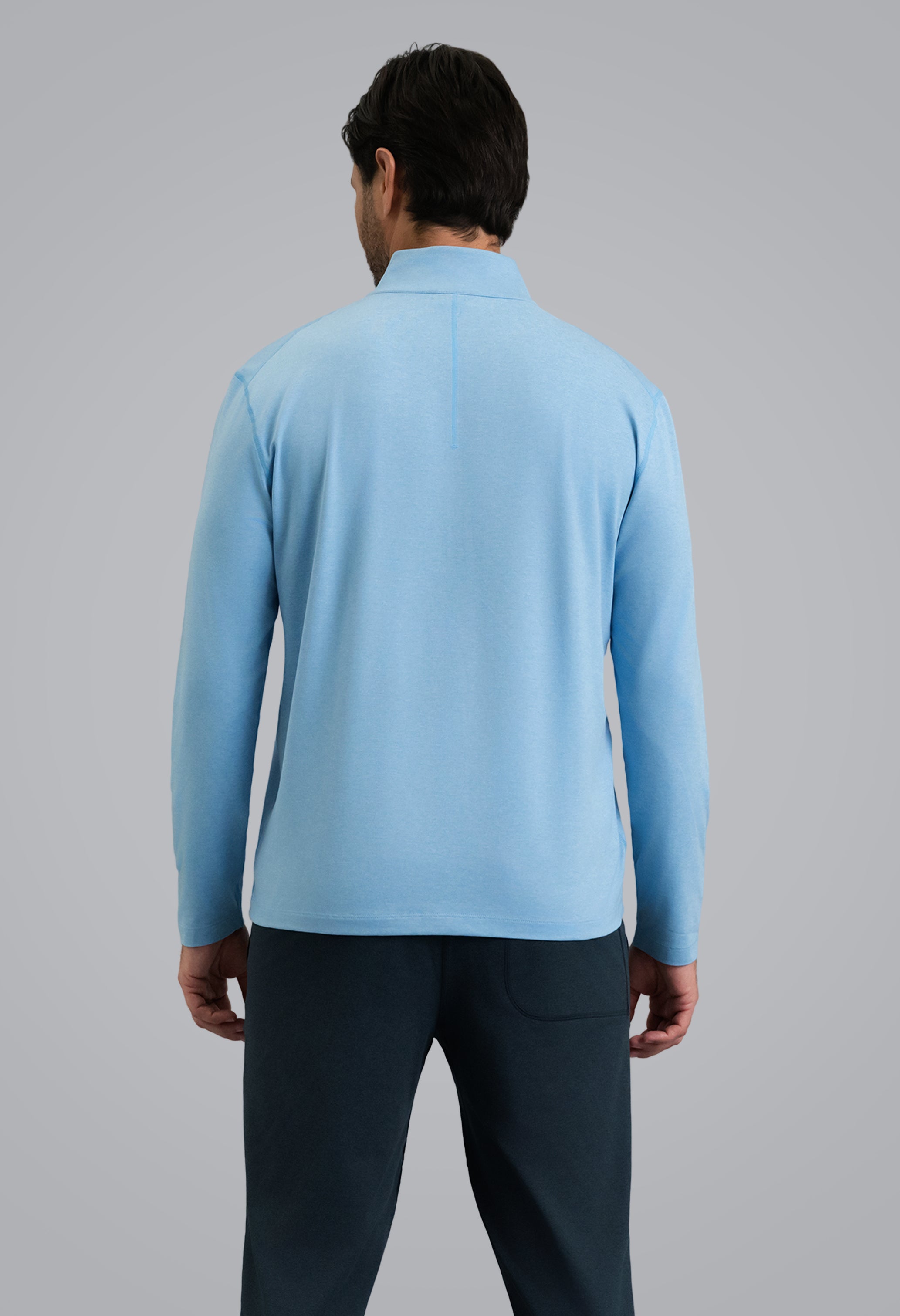 IBKÜL - Men's IBKomfortable Zip Mock Pullover - Color: Chambray Heather
