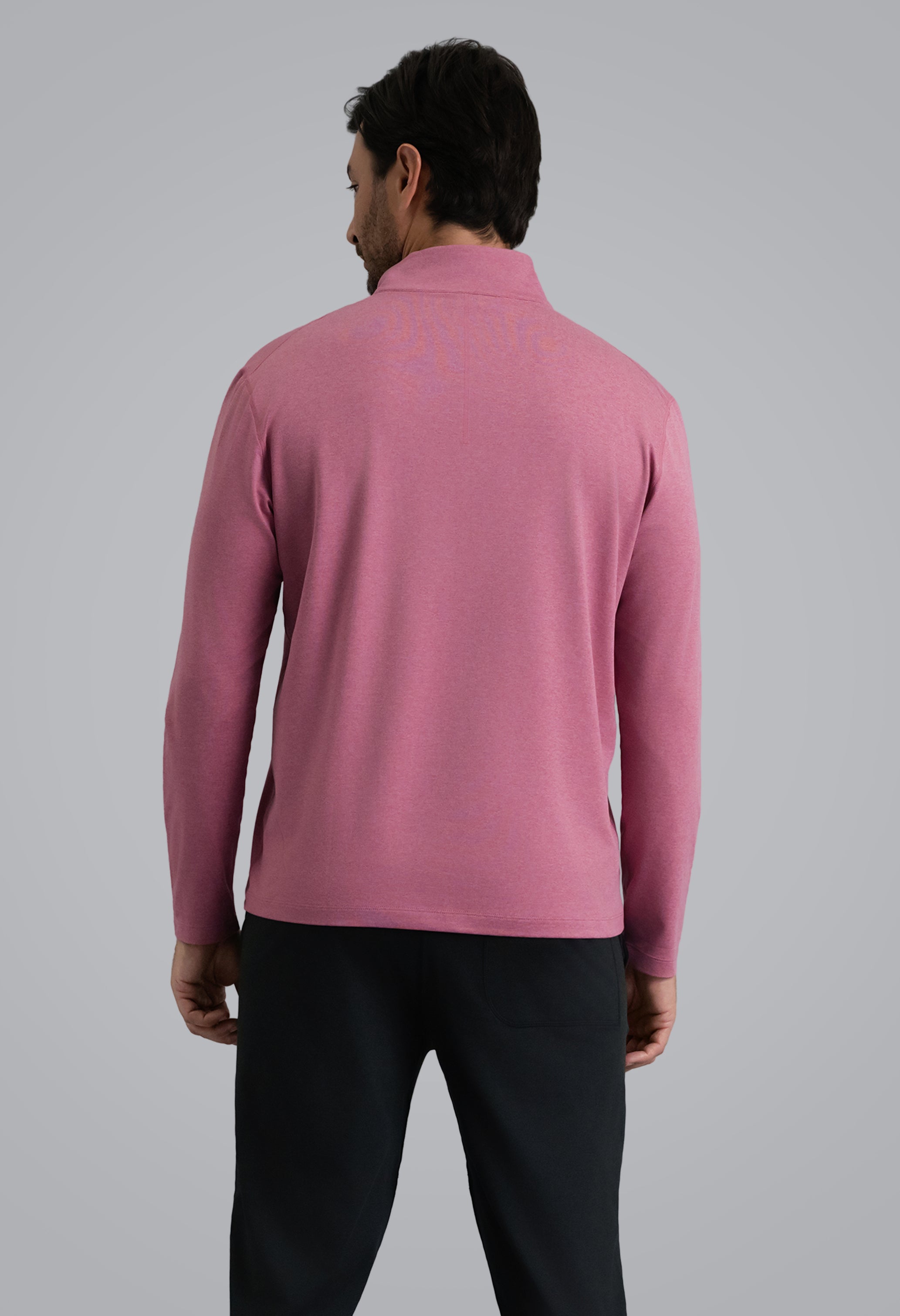 IBKÜL - Men's IBKomfortable Zip Mock Pullover - Color: Rose Heather
