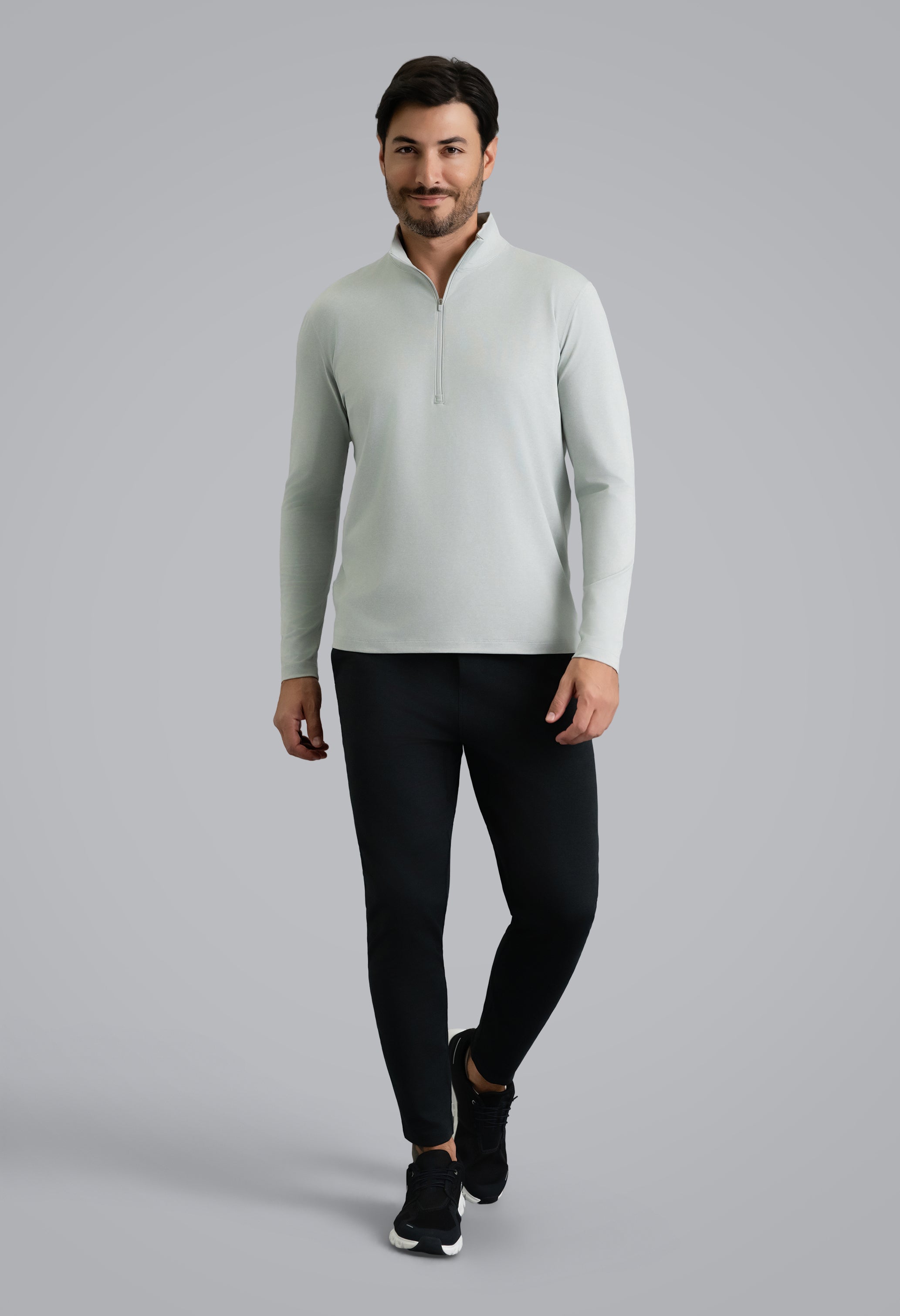 IBKÜL - Men's IBKomfortable Zip Mock Pullover - Color: Silver Heather
