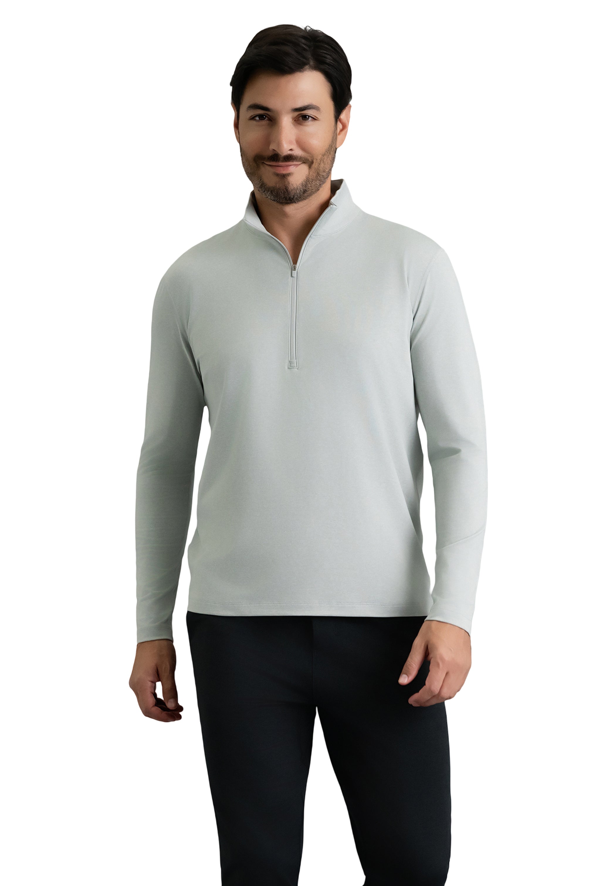 IBKÜL - Men's IBKomfortable Zip Mock Pullover - Color: Silver Heather