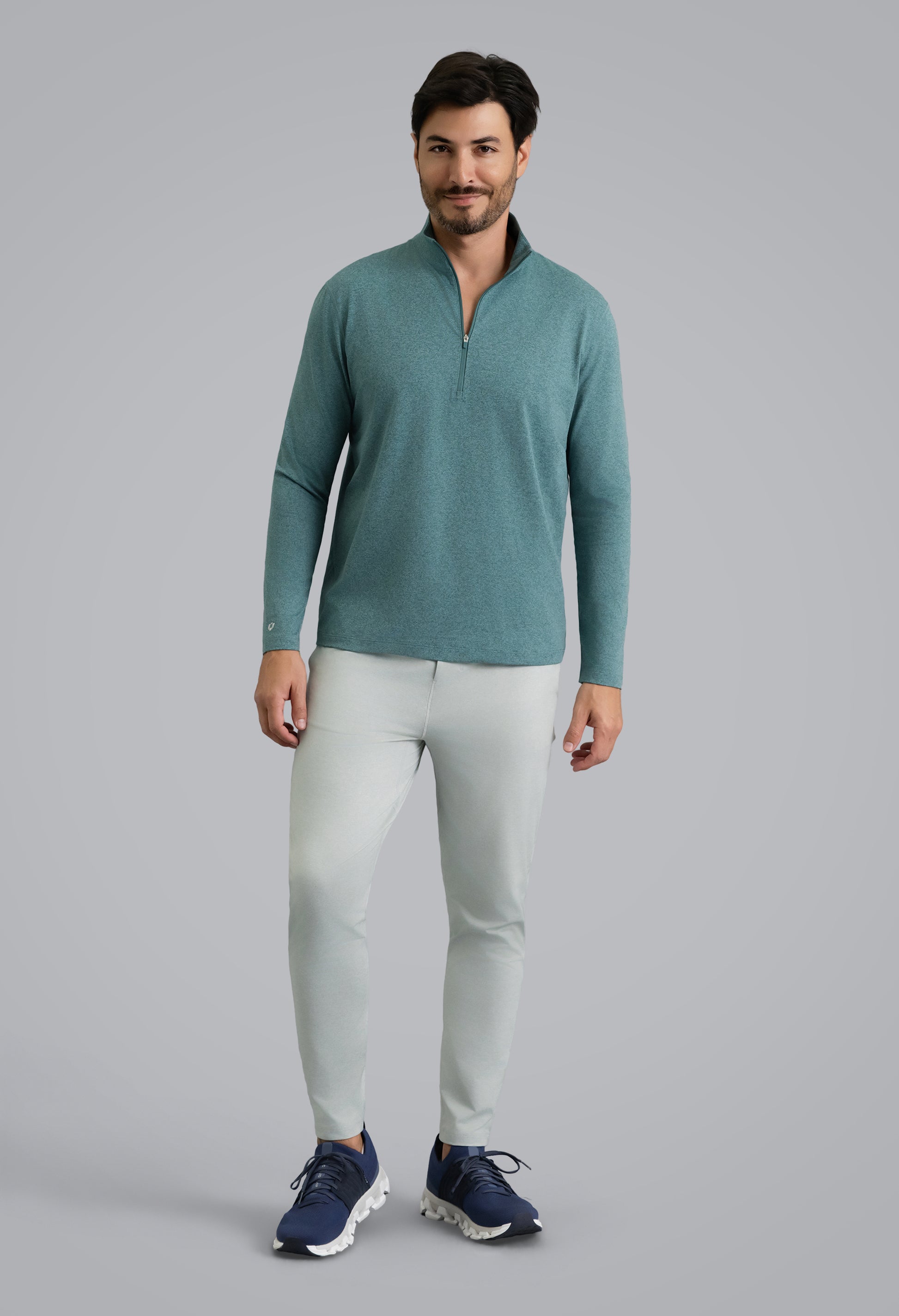 IBKÜL - Men's IBKomfortable Zip Mock Pullover - Color: Teal Heather