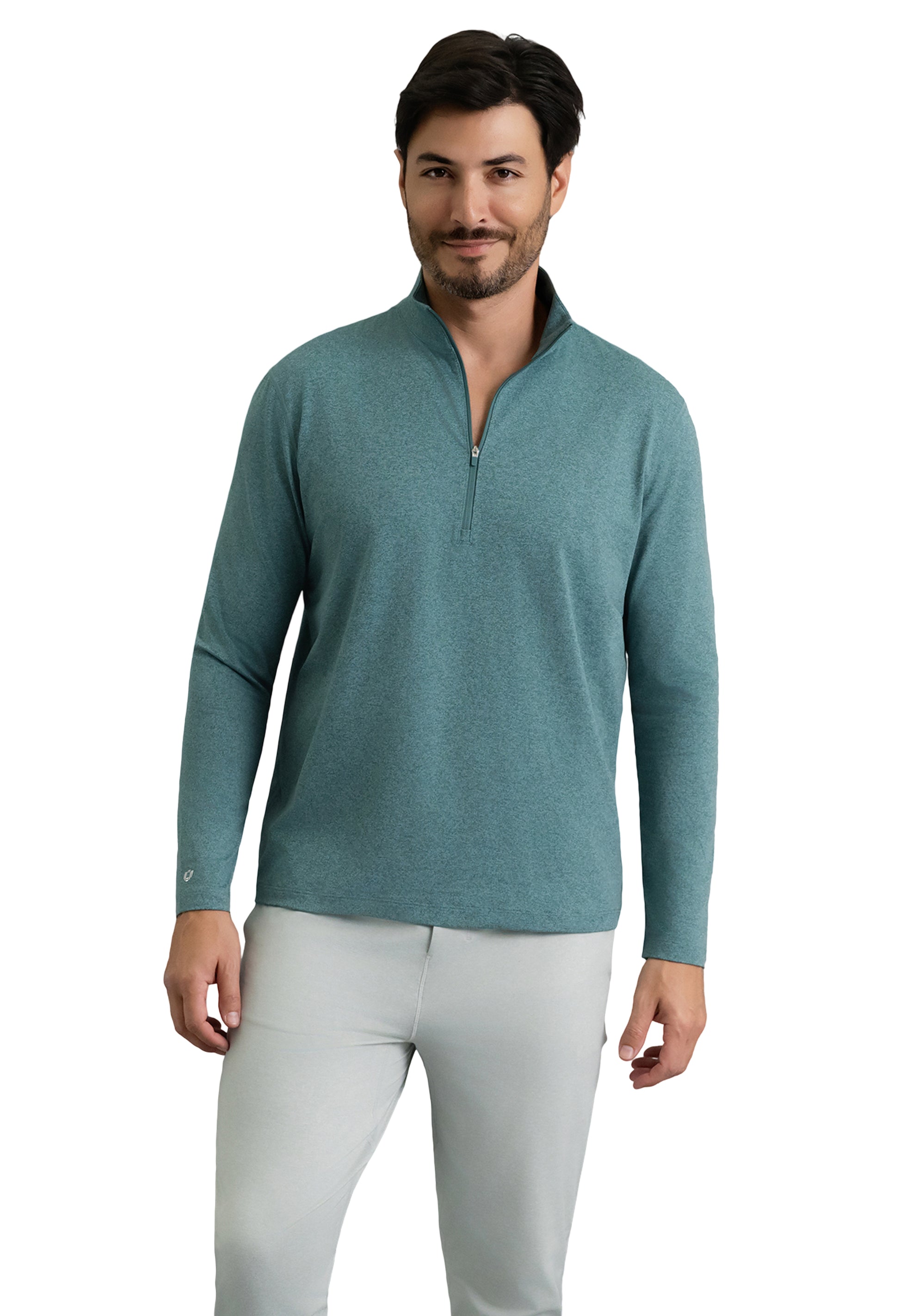IBKÜL - Men's IBKomfortable Zip Mock Pullover - Color: Teal Heather
