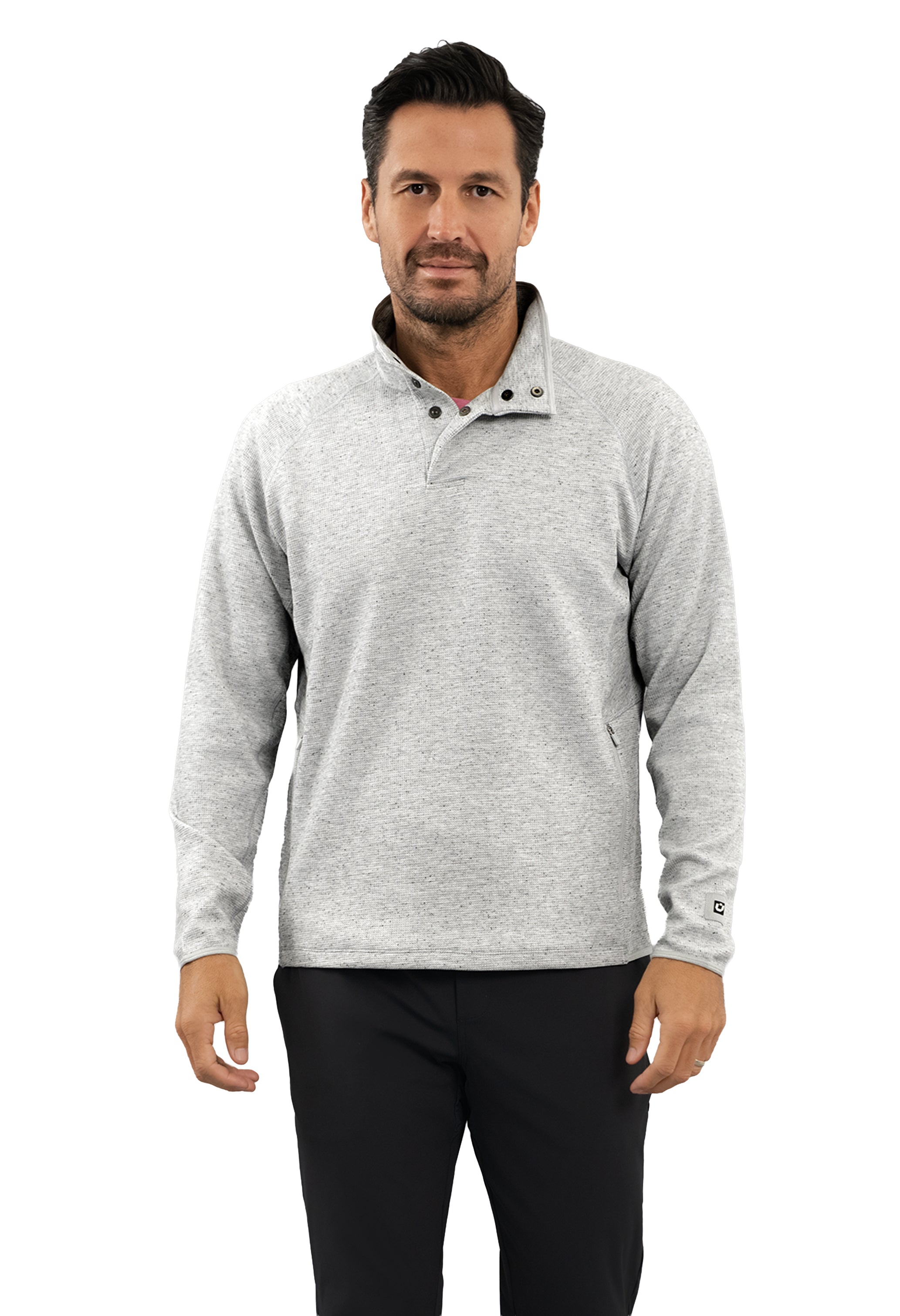 Waffle Knit 1/4 Snap Mock Neck Top