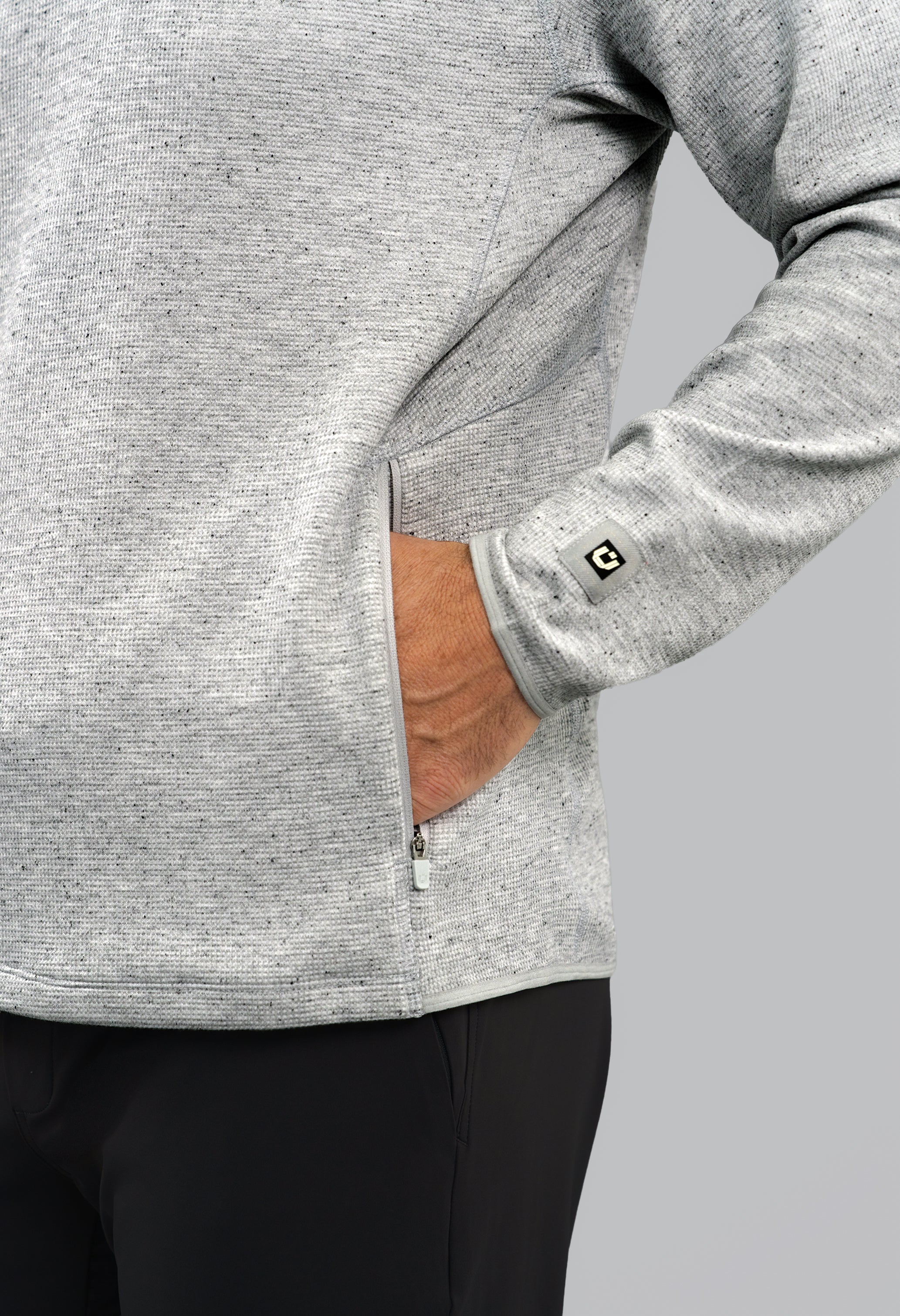 Waffle Knit 1/4 Snap Mock Neck Top