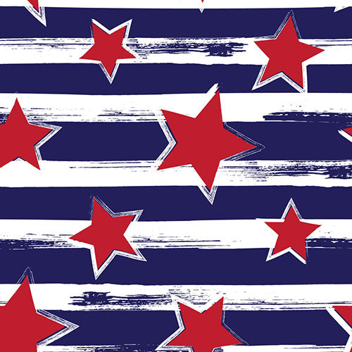 IBKÜL - Americana II Print Long Sleeve Mock Neck Top – 10490 - Color: Navy/Red