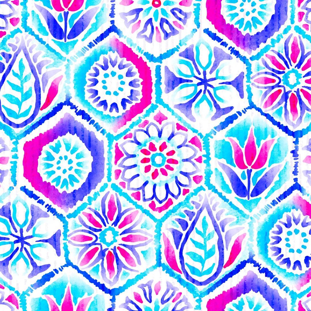 IBKÜL - Alexis Ruched Elbow Sleeve Mandarin Collar Top - Color: Turquoise Multi