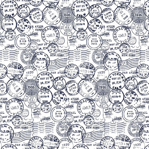 IBKÜL - Antique Stamp Print Short Sleeve Polo - 94147 (Modern Fit) - Color: Navy/White