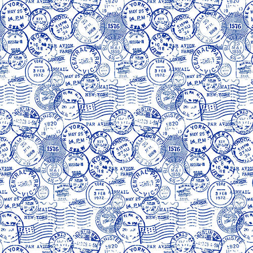 IBKÜL - Antique Stamp Print Short Sleeve Polo - 94147 (Modern Fit) - Color: Royal/White