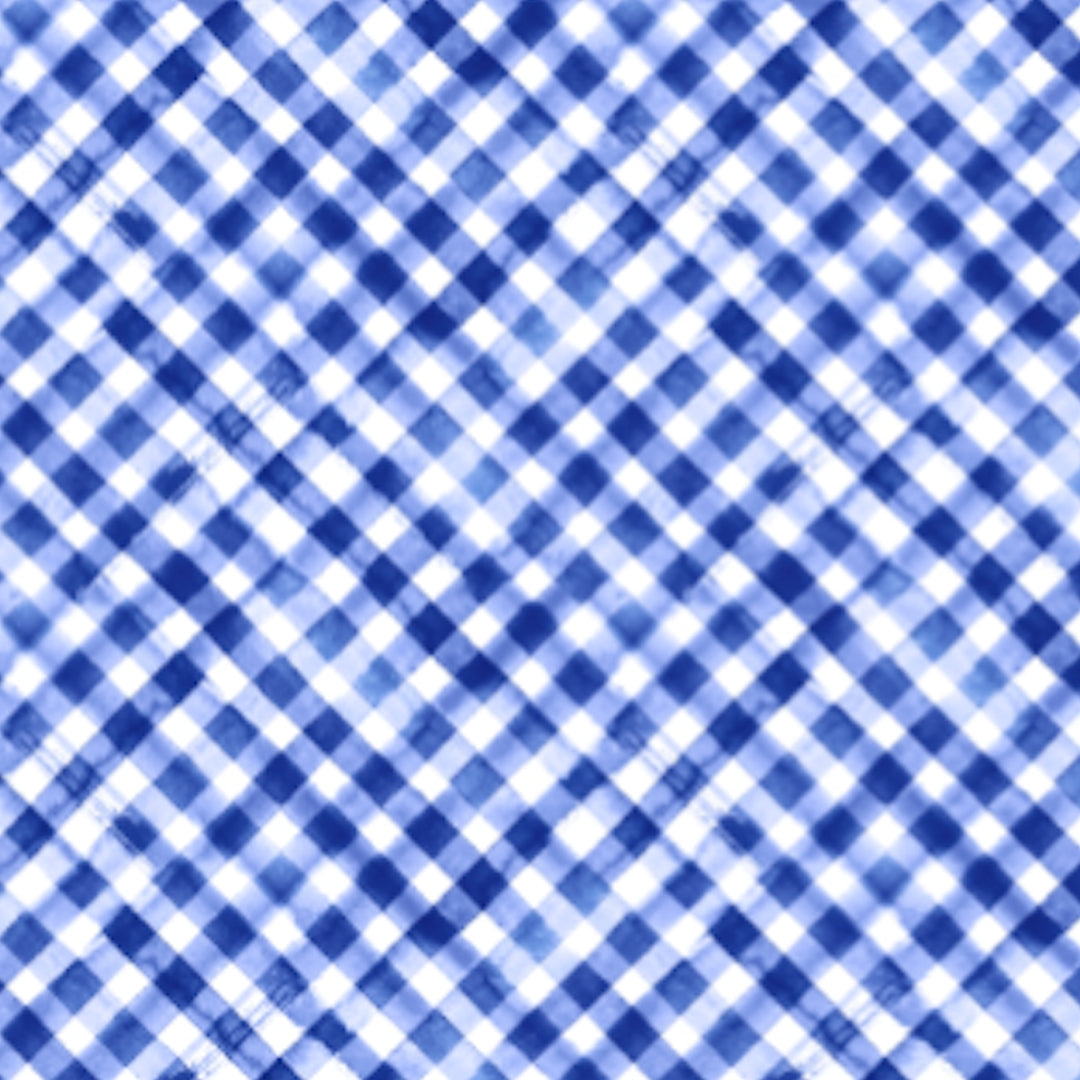 IBKÜL - Gingham Check Print Long Sleeve Mock Neck Top – 10876 - Color: Blue/White