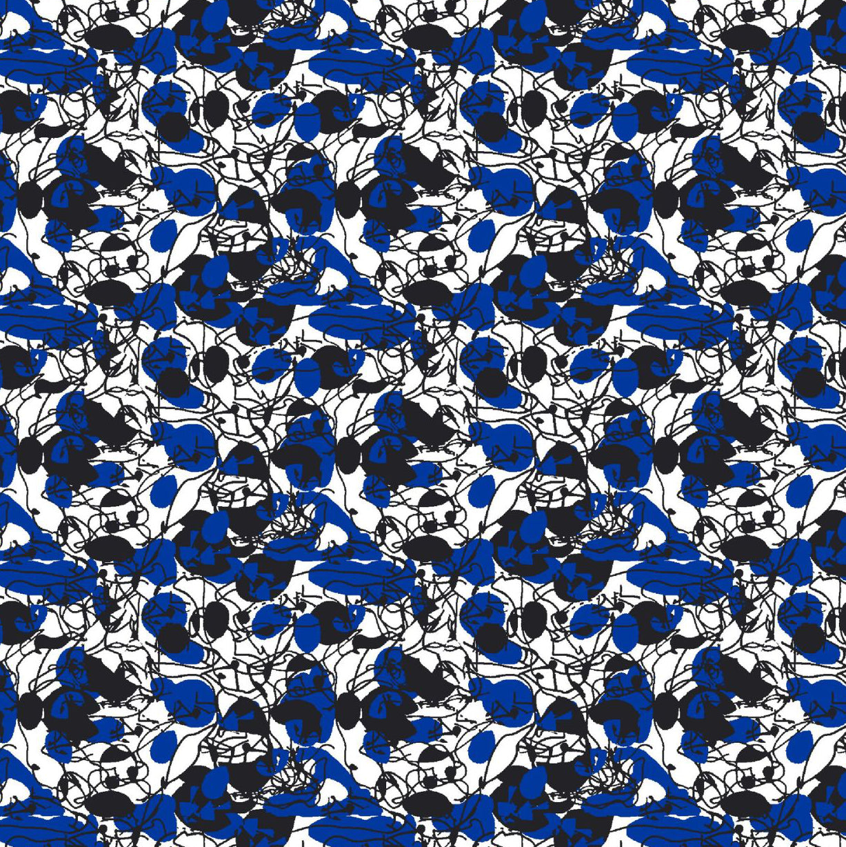 IBKÜL - Chaos Print Long Sleeve Polo – 95162 (Modern Fit) - Color: Royal/Black