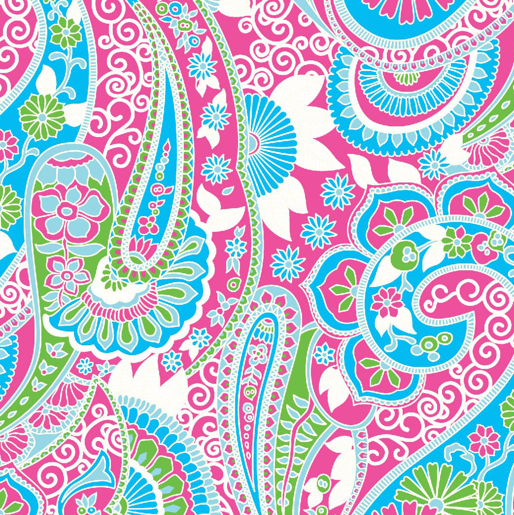 IBKÜL - Gloria Print Long Sleeve Mock Neck Top – 10869 - Color: Hot Pink/Turquoise