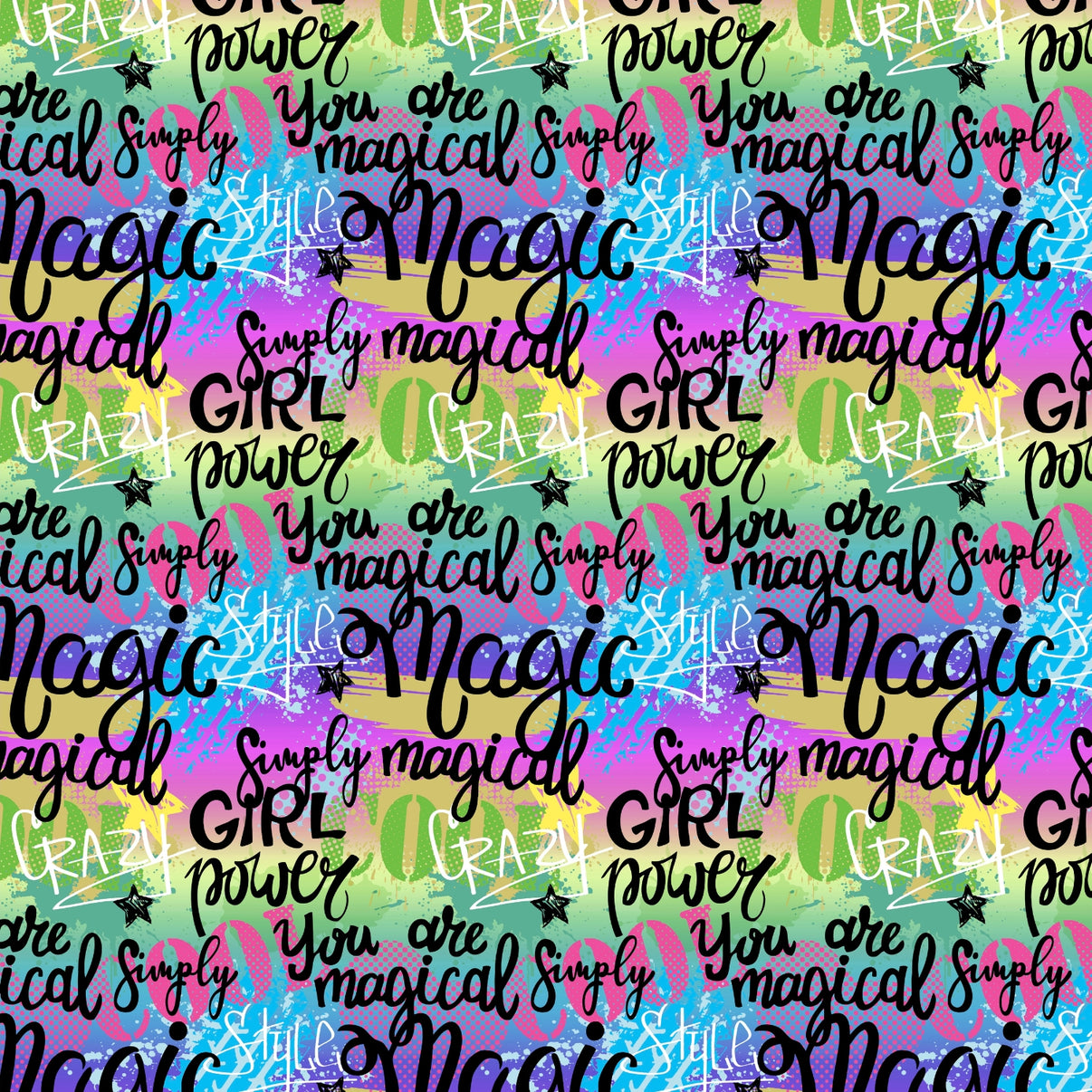 IBKÜL - Girl Power Print Long Sleeve Mock Neck Top - Color: Hot Pink Multi