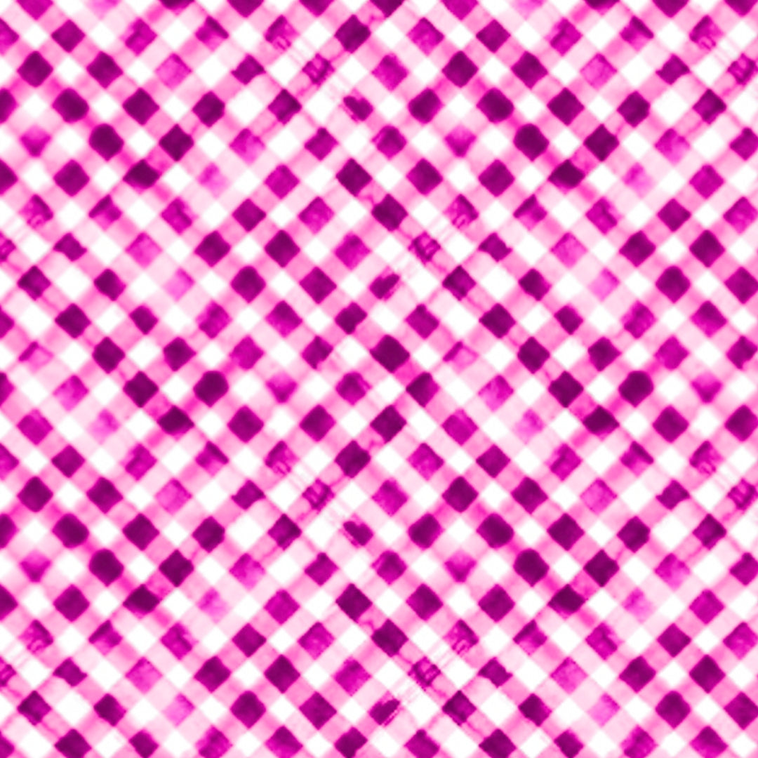IBKÜL - Gingham Check Print Long Sleeve Mock Neck Top – 10876 - Color: Hot Pink/White