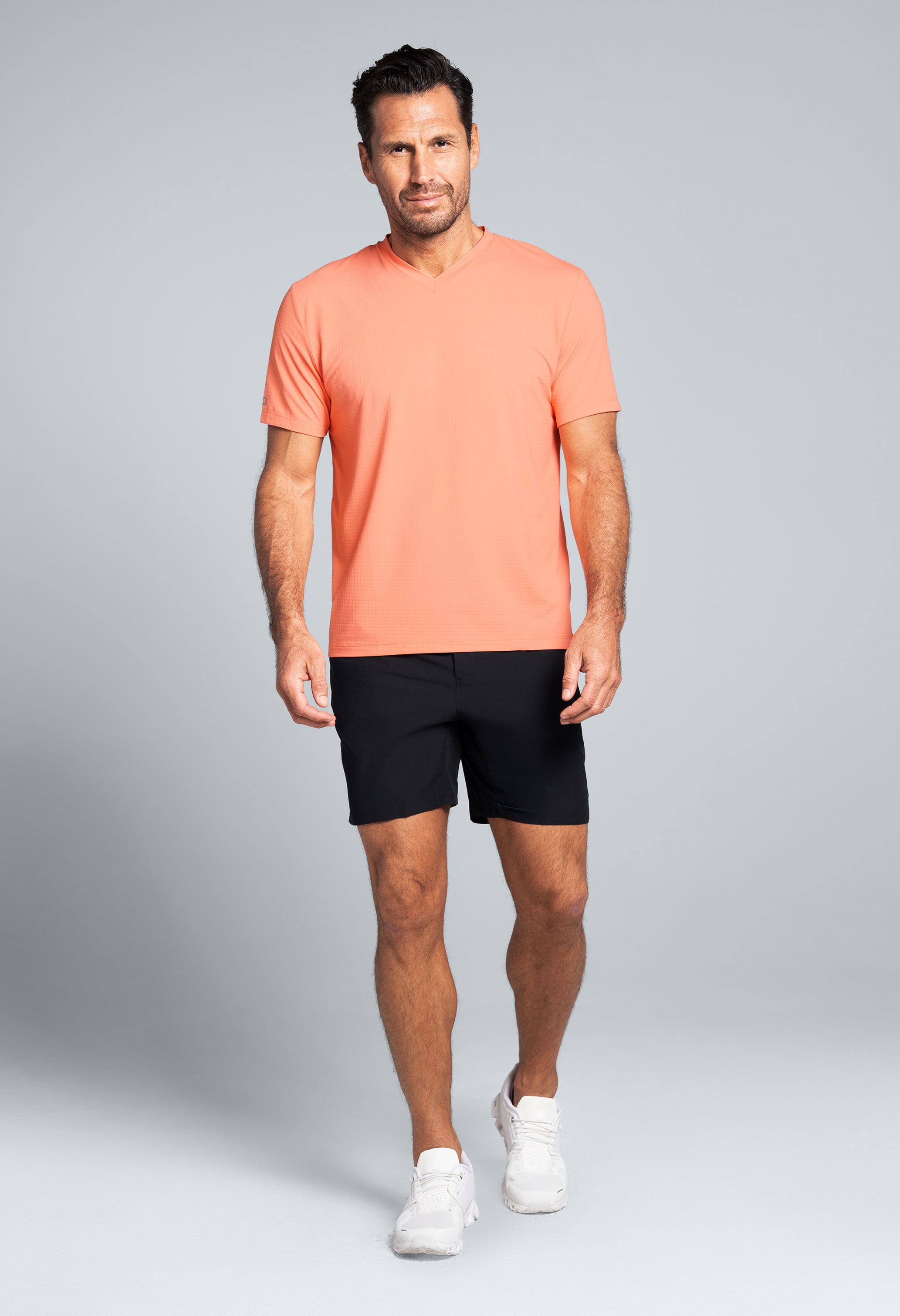 Solid Short Sleeve V Neck