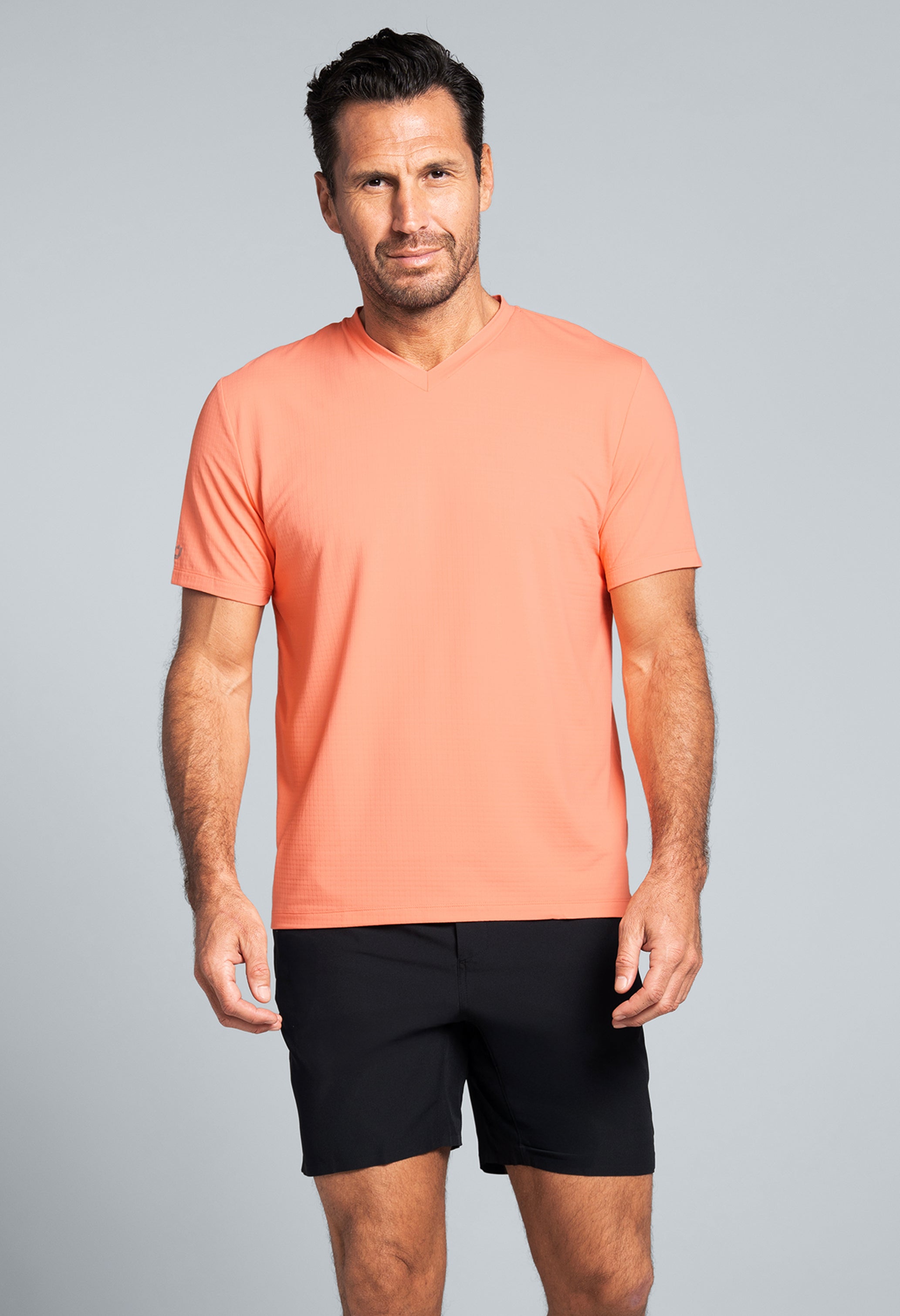 Solid Short Sleeve V Neck