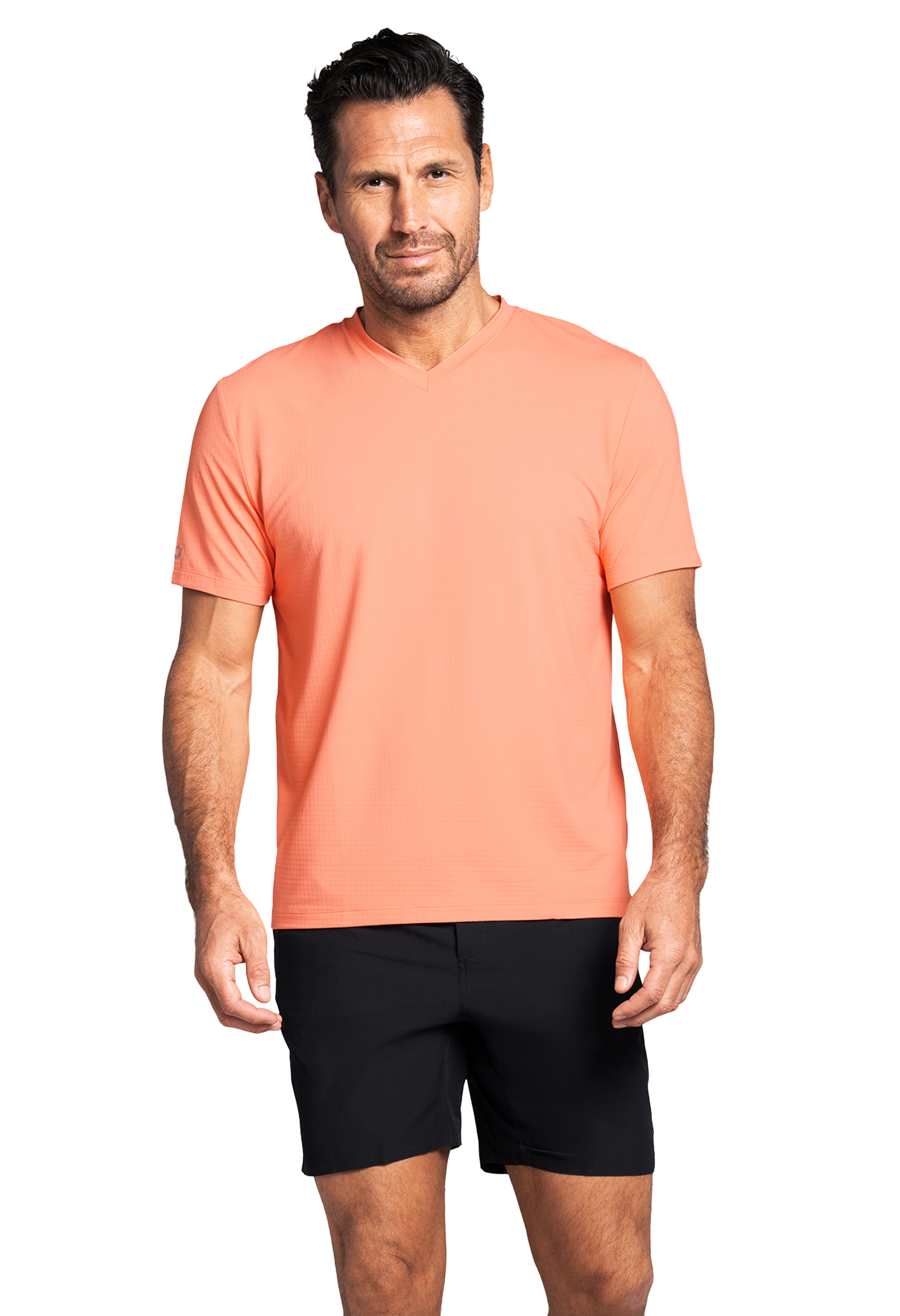 Solid Short Sleeve V Neck