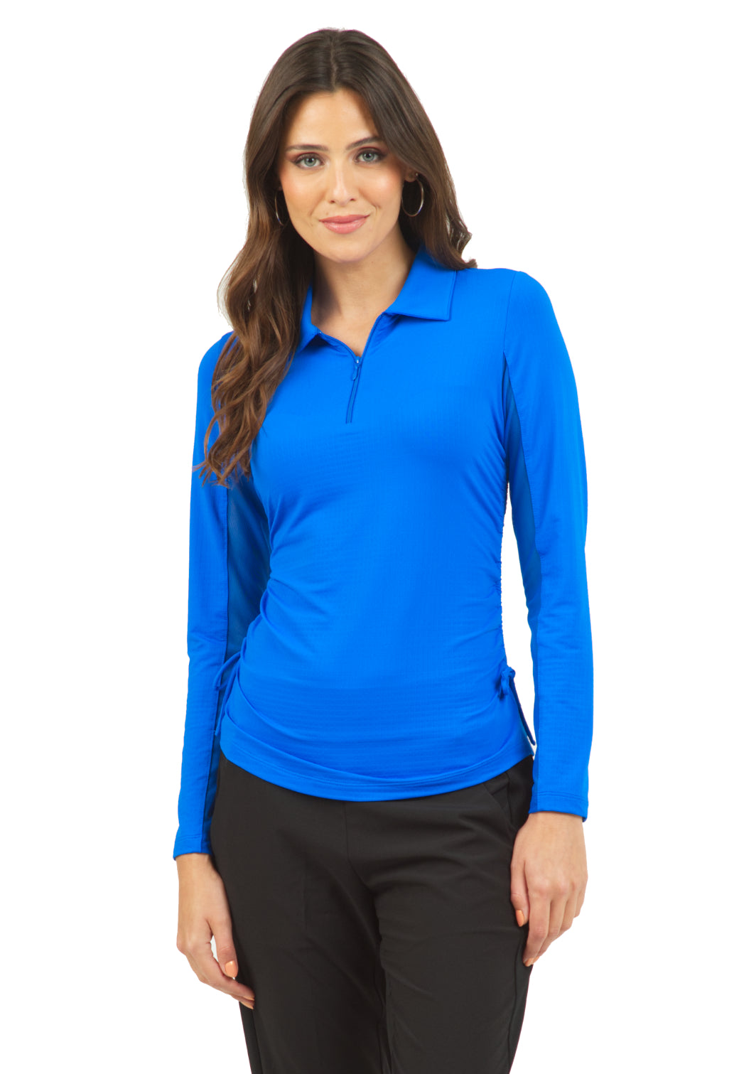 Solid Adjustable Length Long Sleeve Polo