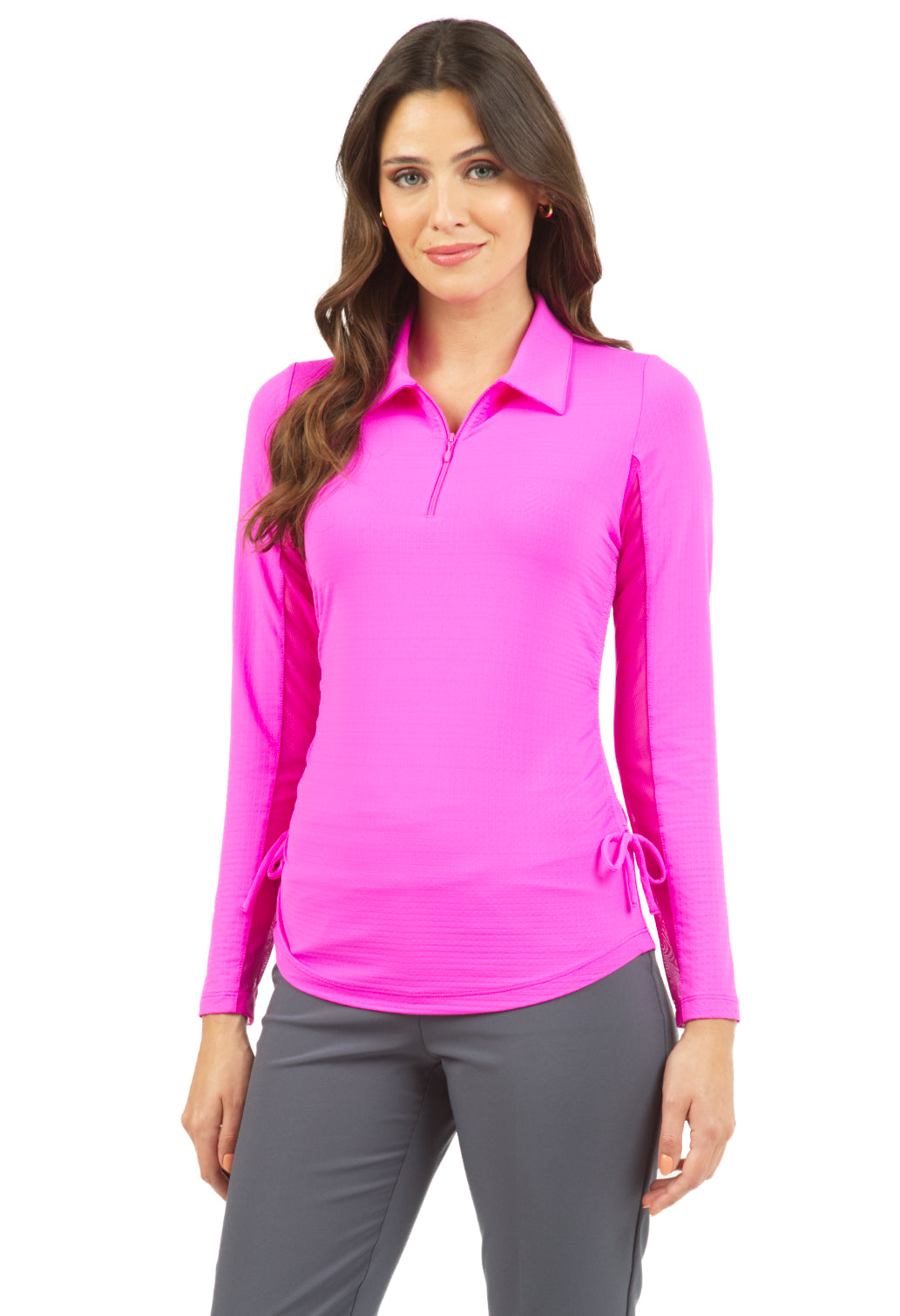 Solid Adjustable Length Long Sleeve Polo