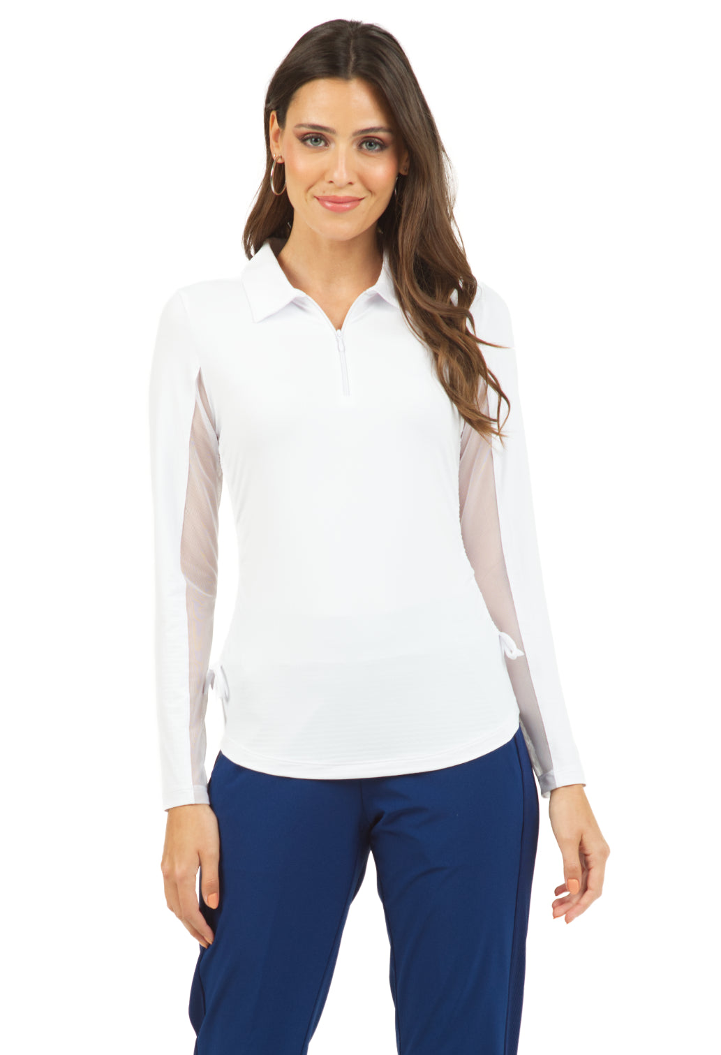 Solid Adjustable Length Long Sleeve Polo