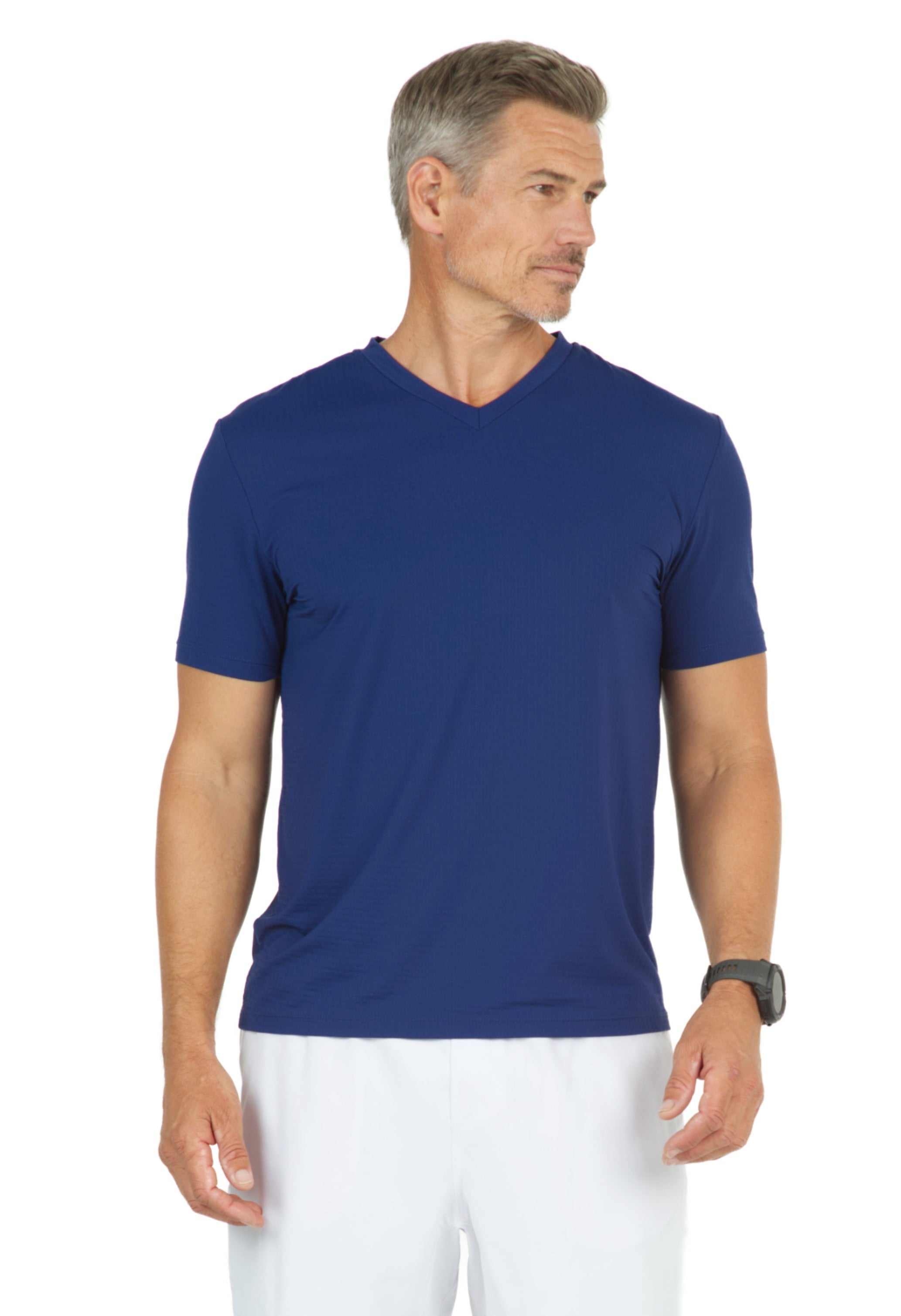Solid Short Sleeve V Neck