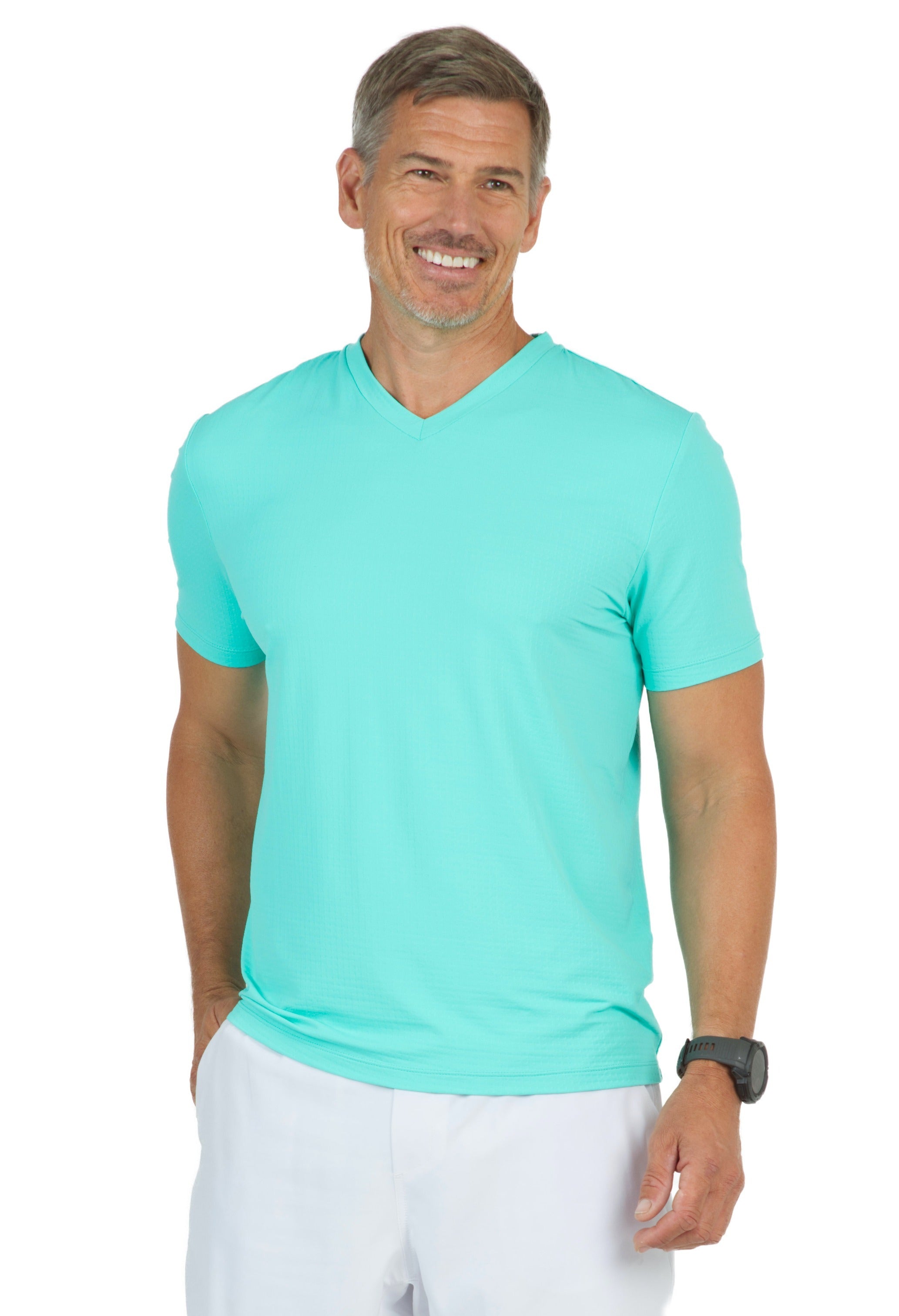 Solid Short Sleeve V Neck