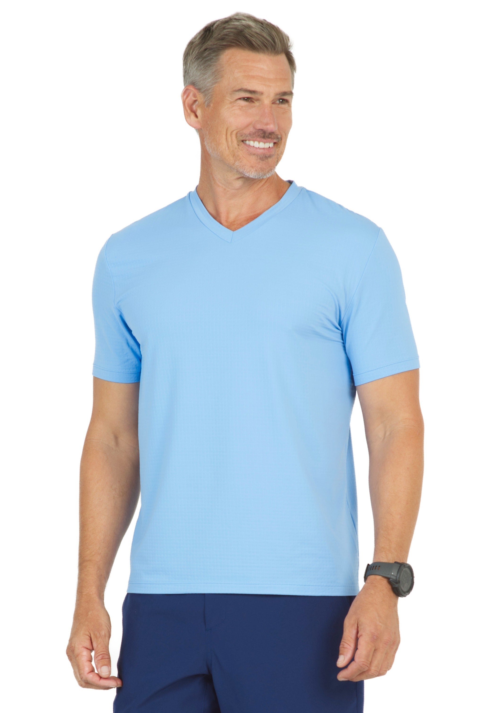 Solid Short Sleeve V Neck