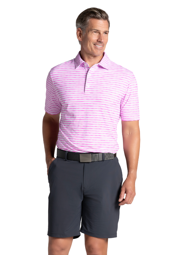 Landon Stripe II Print Short Sleeve Polo (Modern Fit)