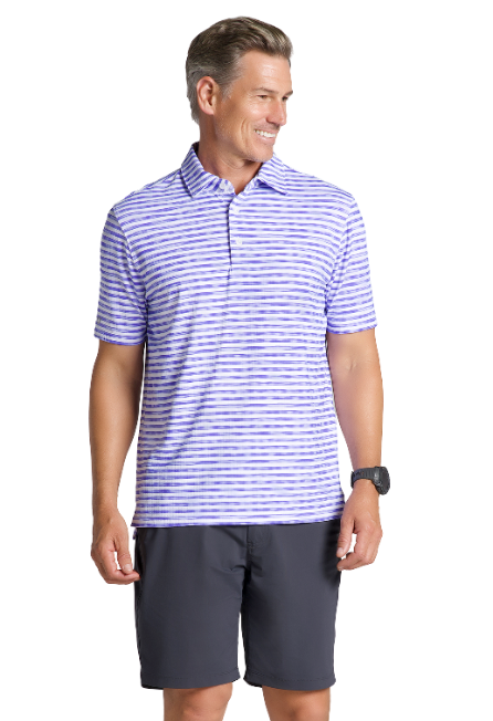 Landon Stripe II Print Short Sleeve Polo (Modern Fit)