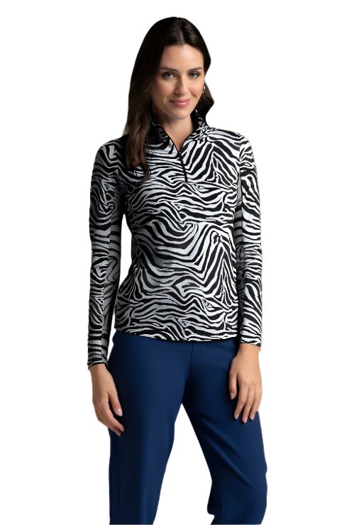 Cecilia Print Long Sleeve Mock Neck Top