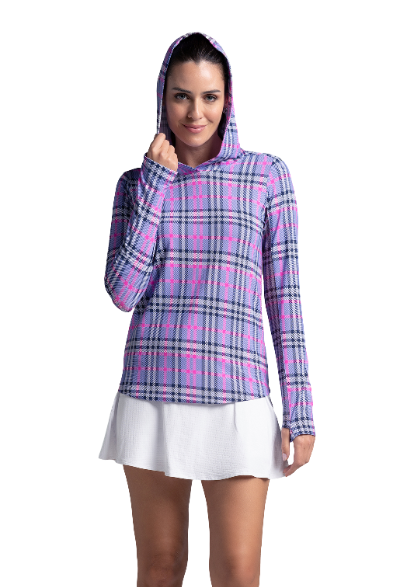 IBKÜL - Judith Print Long Sleeve Hoody – 16934 - Color: Lavender/Hot Pink