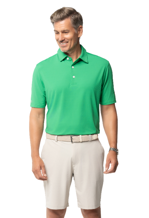 IBKÜL - Lucky Charm Print Short Sleeve Polo – 94176 (Modern Fit) - Color: Kelly Green