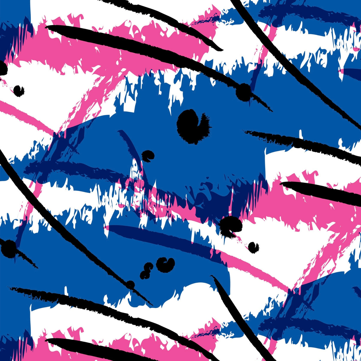 IBKÜL - Lizzy Print Long Sleeve Mock Neck Top - Color: Hot Pink/Blue