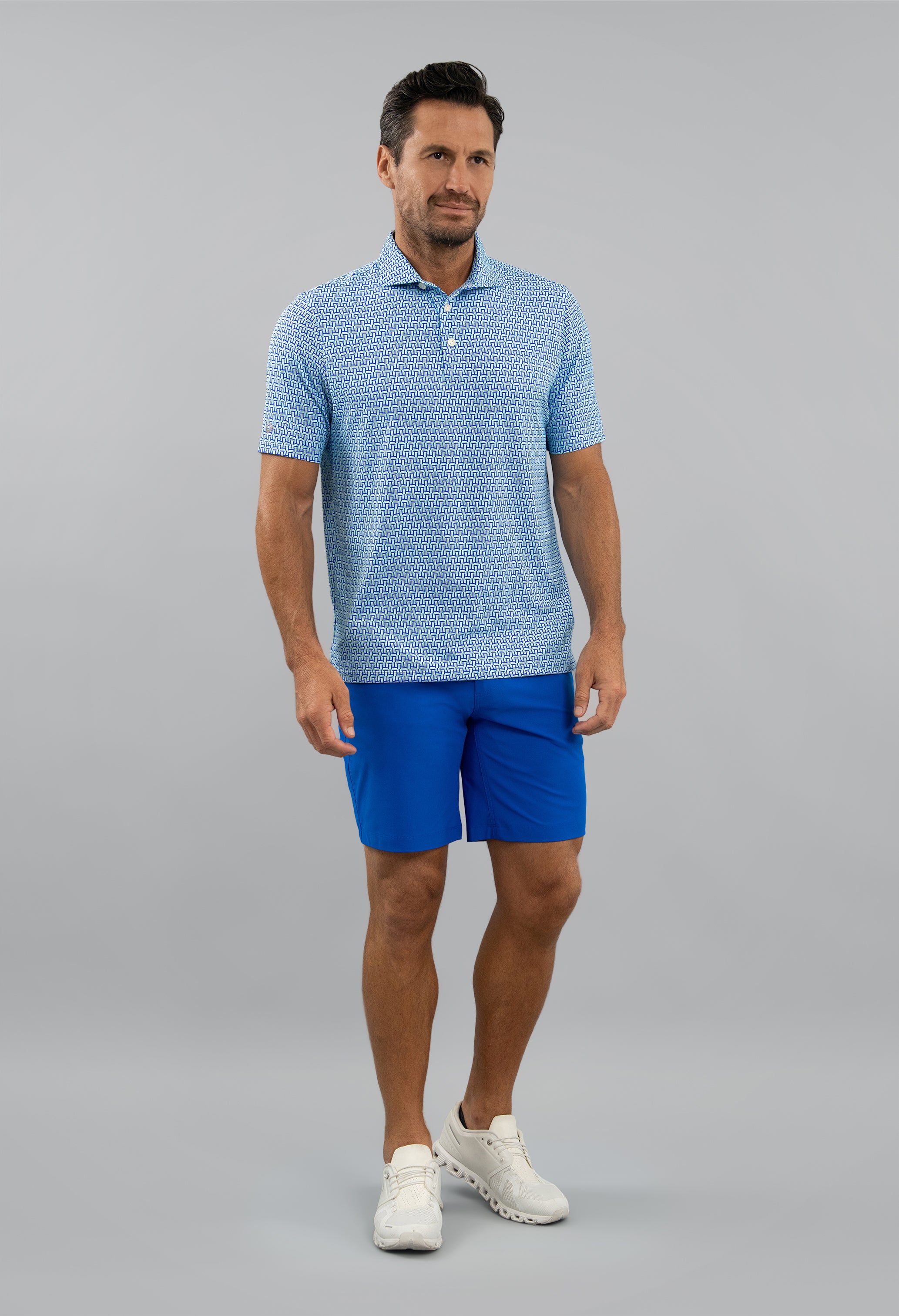 Hatched Short Sleeve Polo
