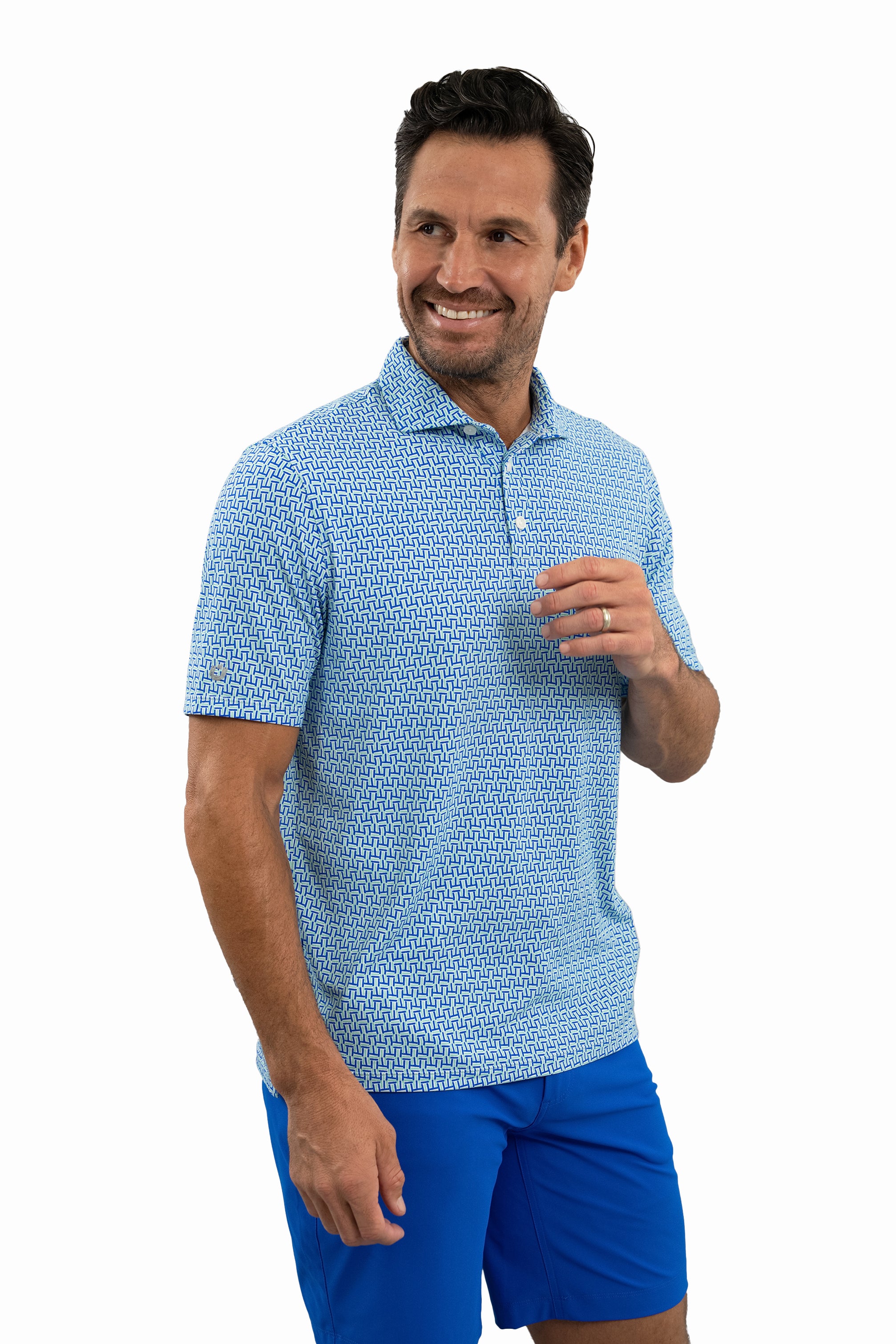 Hatched Short Sleeve Polo