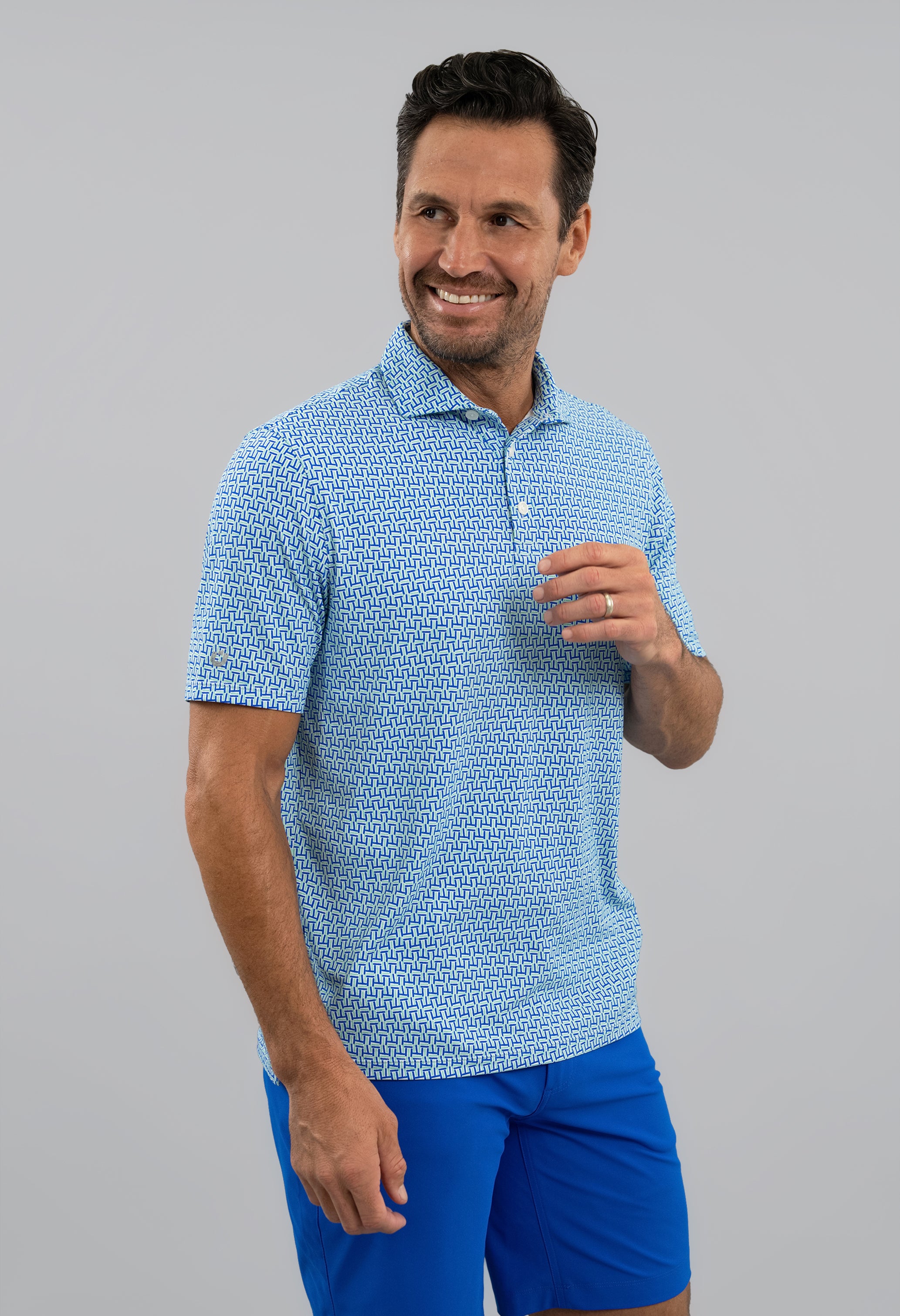 Hatched Short Sleeve Polo
