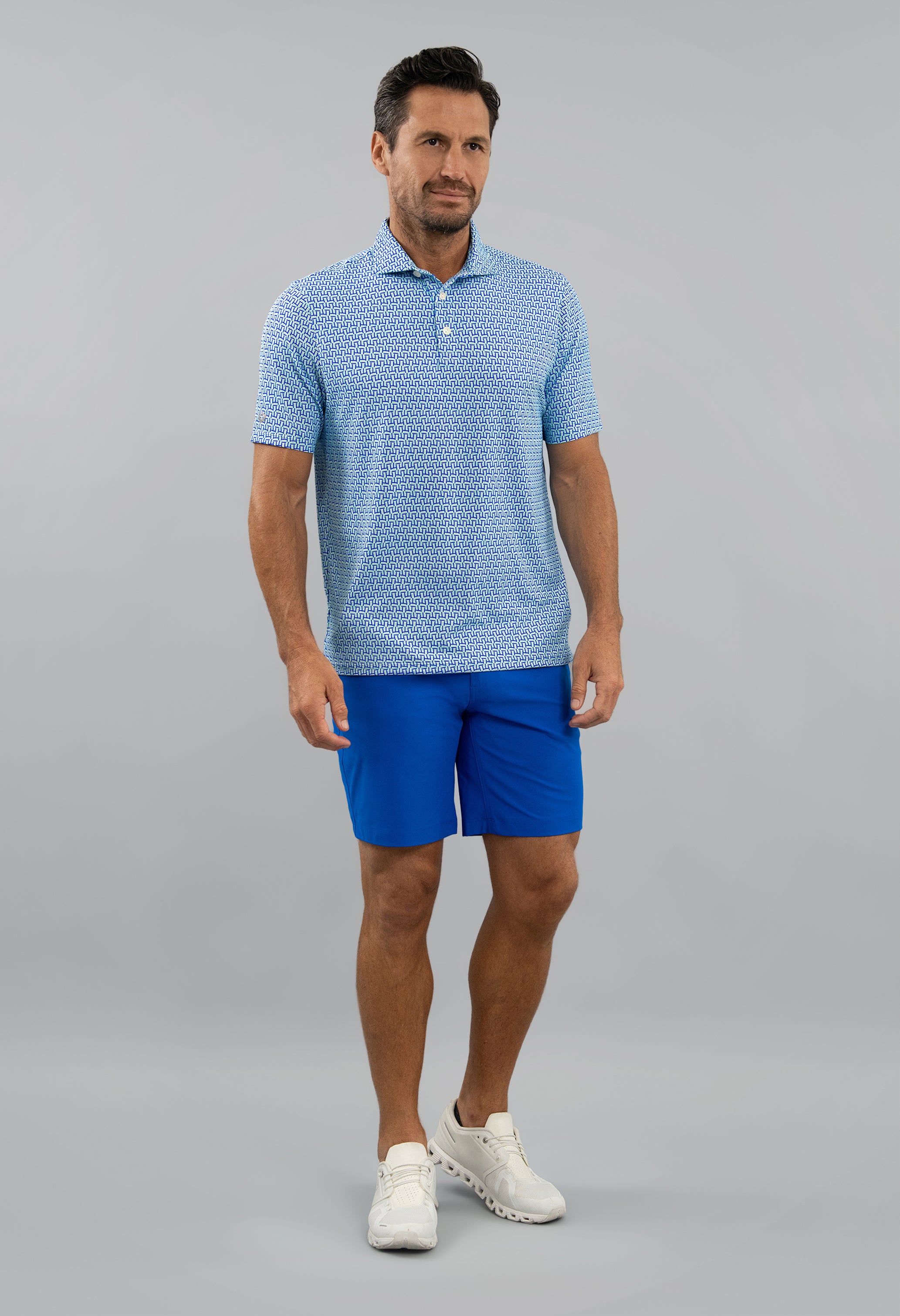 Hatched Short Sleeve Polo