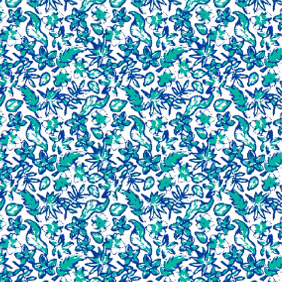 IBKÜL - Tropical Leaves Print Long Sleeve Polo – 95158 (Modern Fit) - Color: Mint/Royal