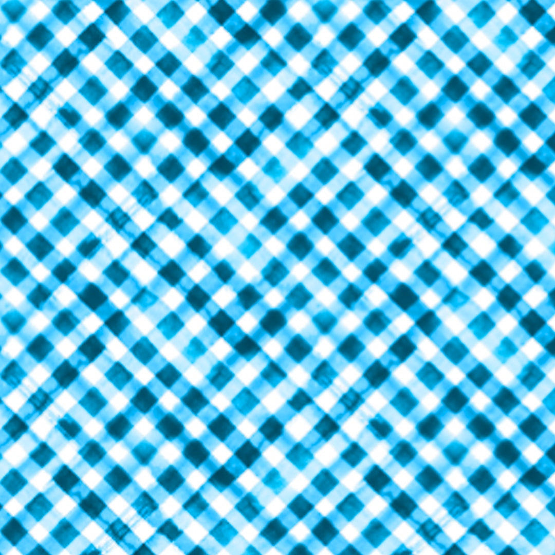 IBKÜL - Gingham Check Print Long Sleeve Mock Neck Top – 10876 - Color: Turq/White