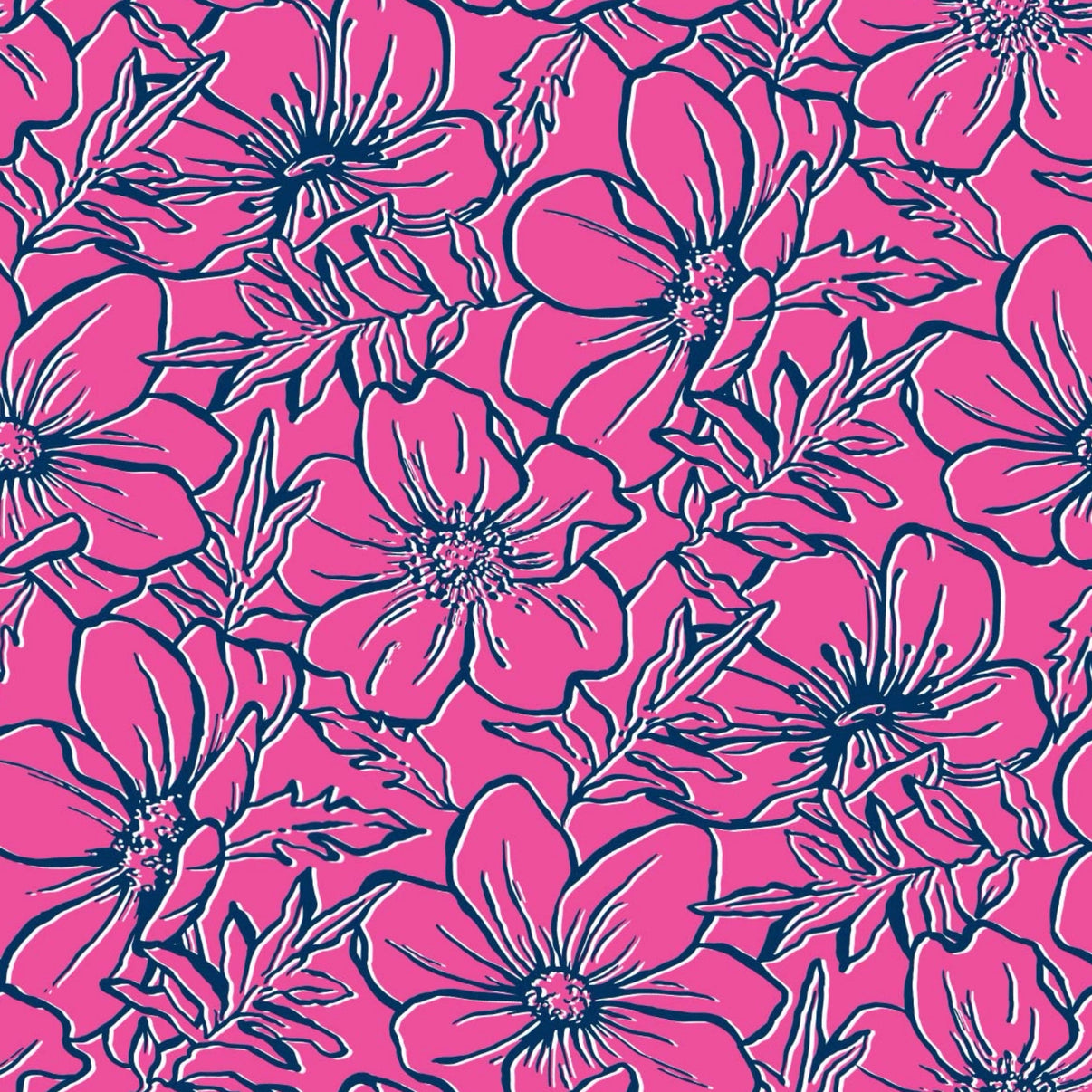 IBKÜL - Diana Print Ruched Elbow Sleeve Top - 41930 - Color: Hot Pink/Navy