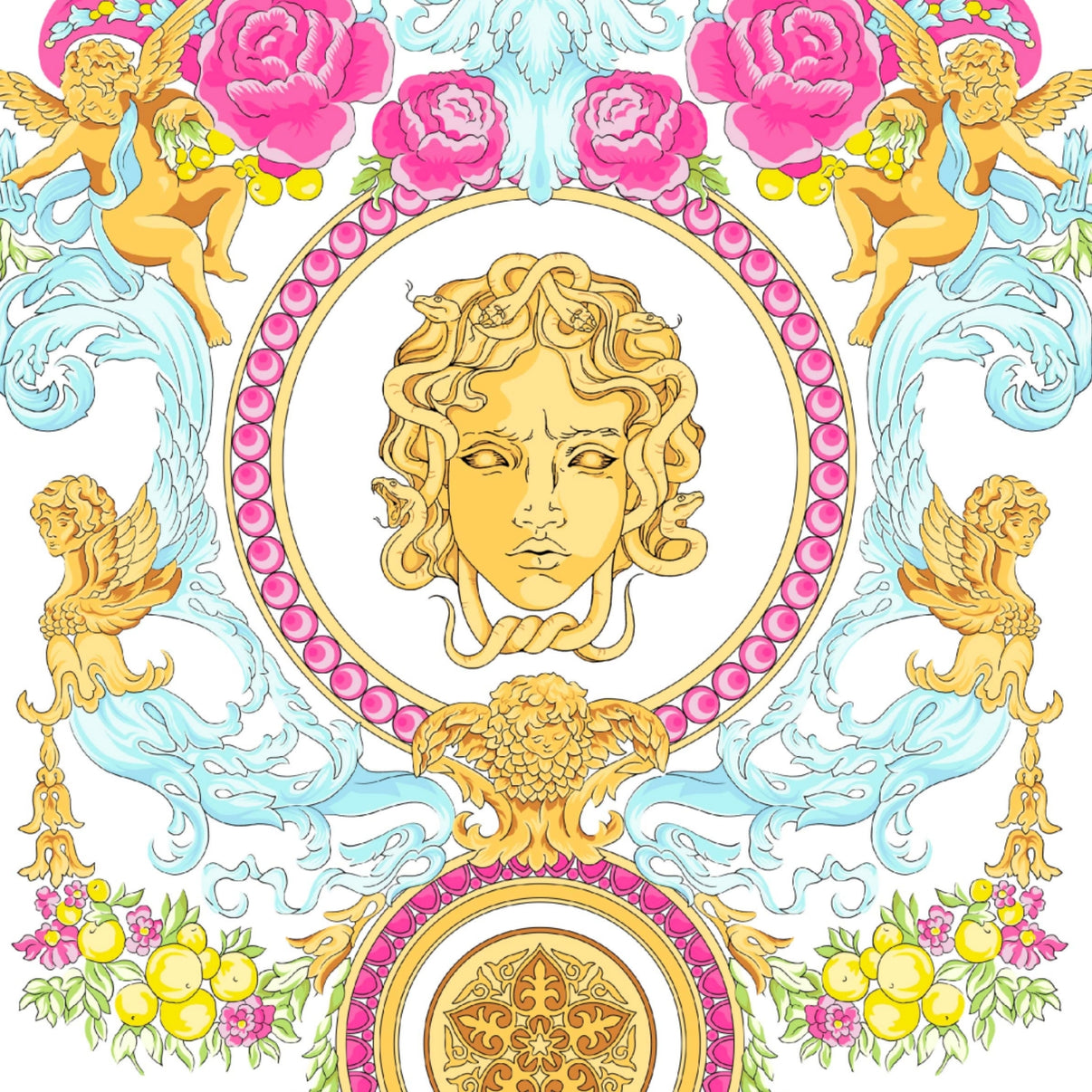 IBKÜL - Lala Print Long Sleeve Mock Neck Top – 10936 - Color: Watermelon Multi