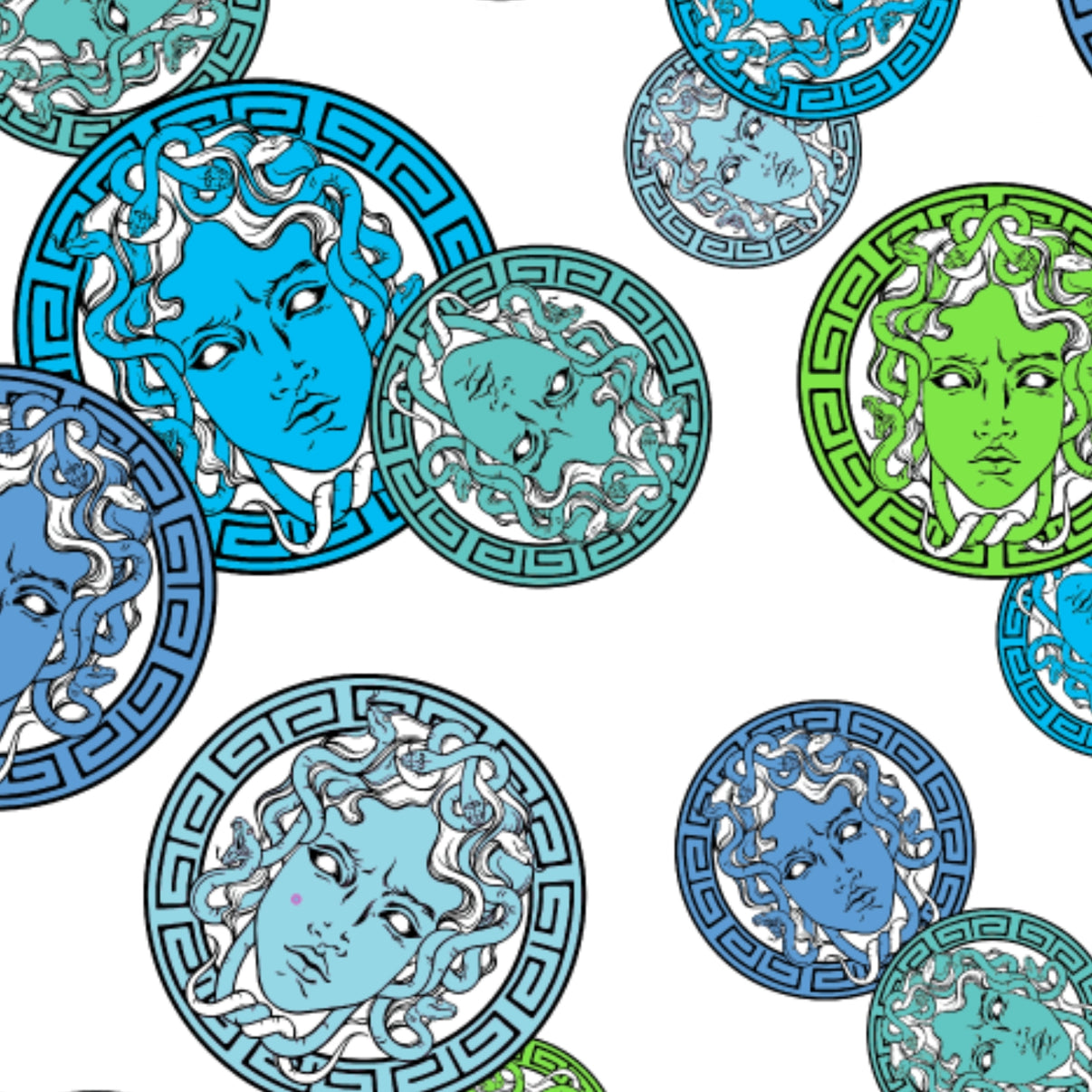 IBKÜL - Medusa Print Long Sleeve Polo – 95171 (Modern Fit) - Color: Turq Multi