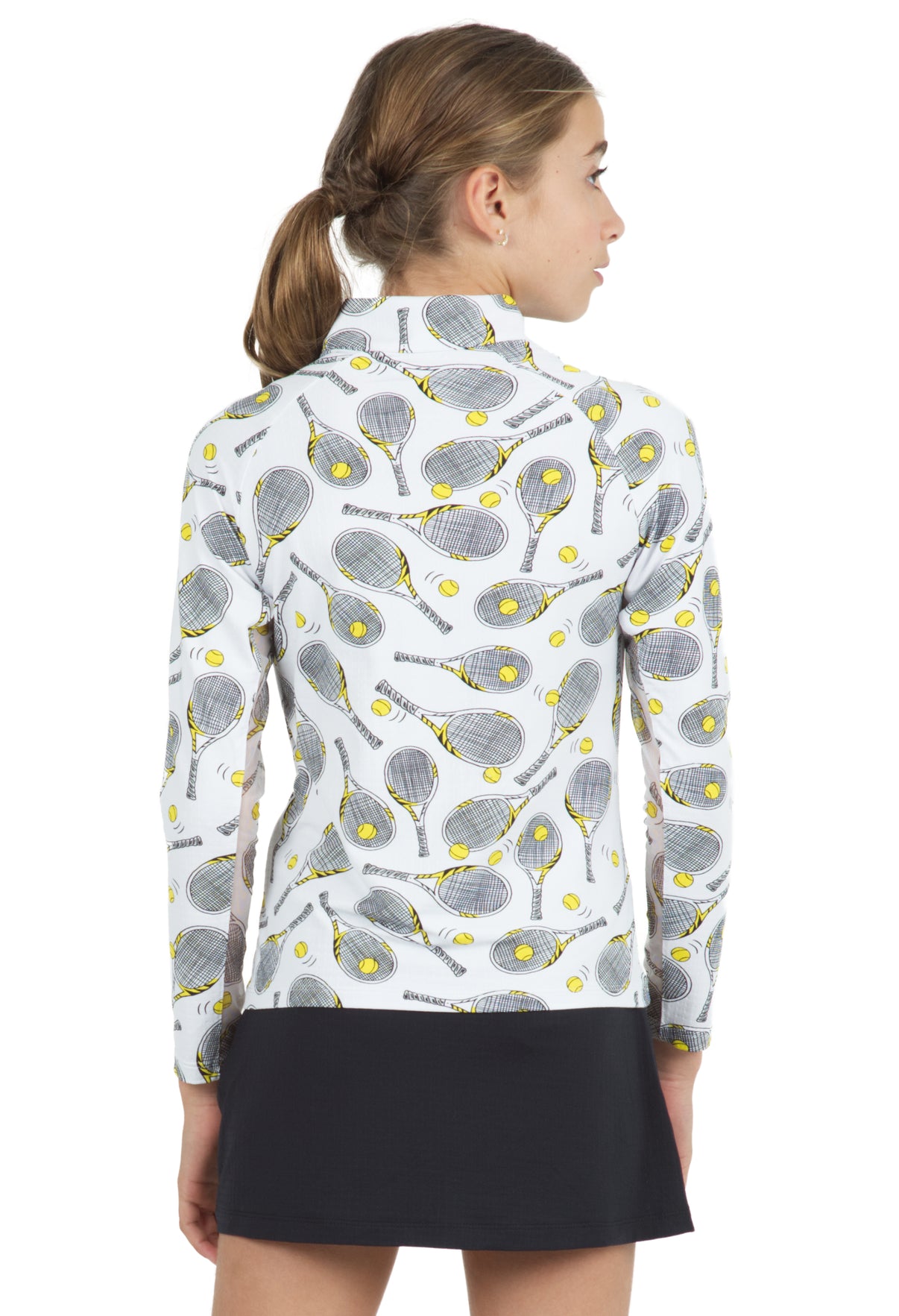 IBKÜL - Youth Venus Print Long Sleeve Mock Neck Top – 10493G - Color: White