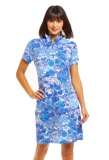 IBKUL-Womens-Bamboo-Garden-Sleeve-Mock-Pockets-Dress-67749-Blue-Tonal